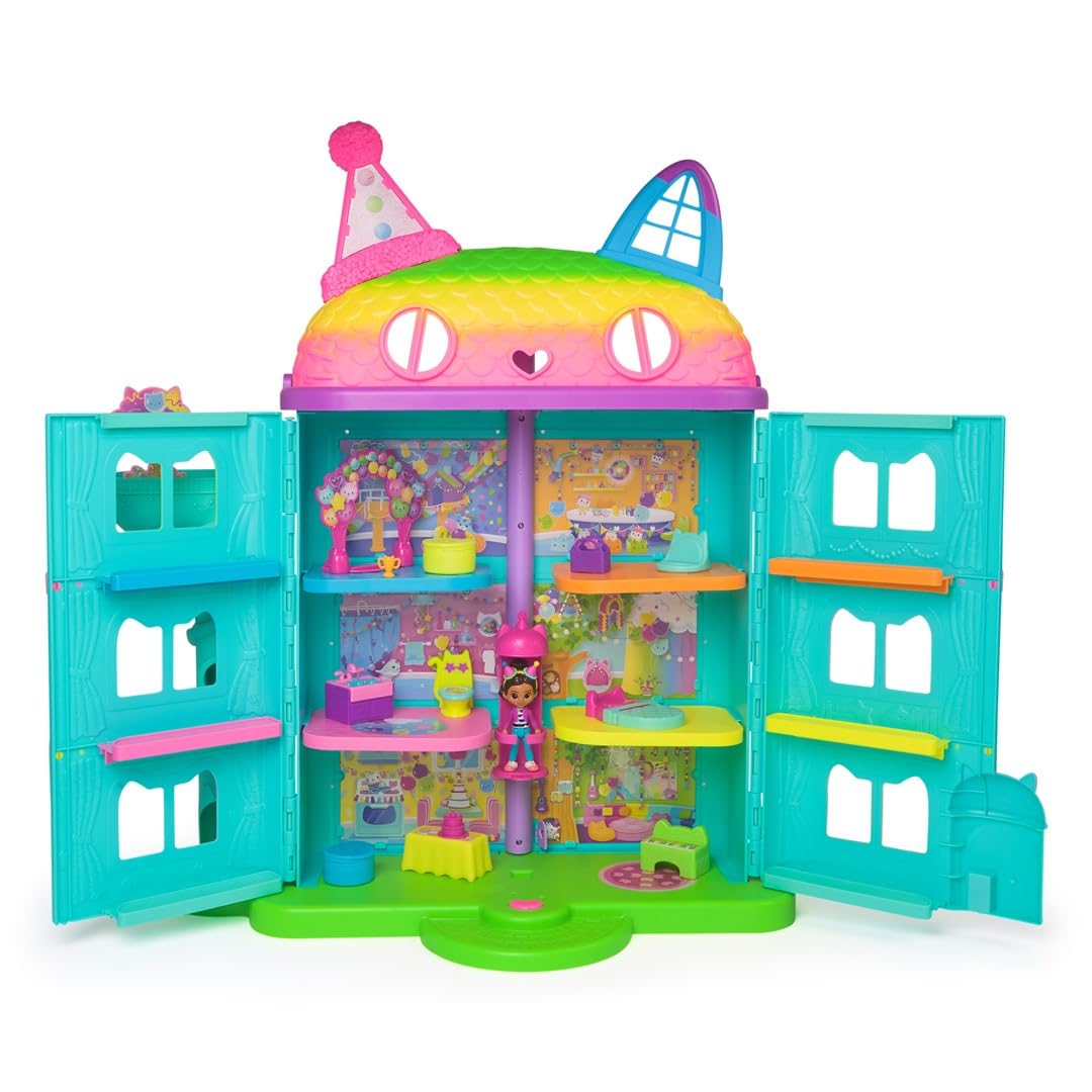Gabby’s Celebration Dollhouse — 25-Inch Rainbow Playset with Gabby Girl Figure, 6 Rooms & 10 Sounds