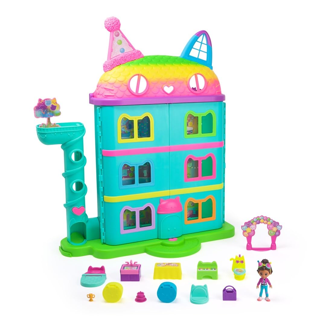 Gabby’s Celebration Dollhouse — 25-Inch Rainbow Playset with Gabby Girl Figure, 6 Rooms & 10 Sounds