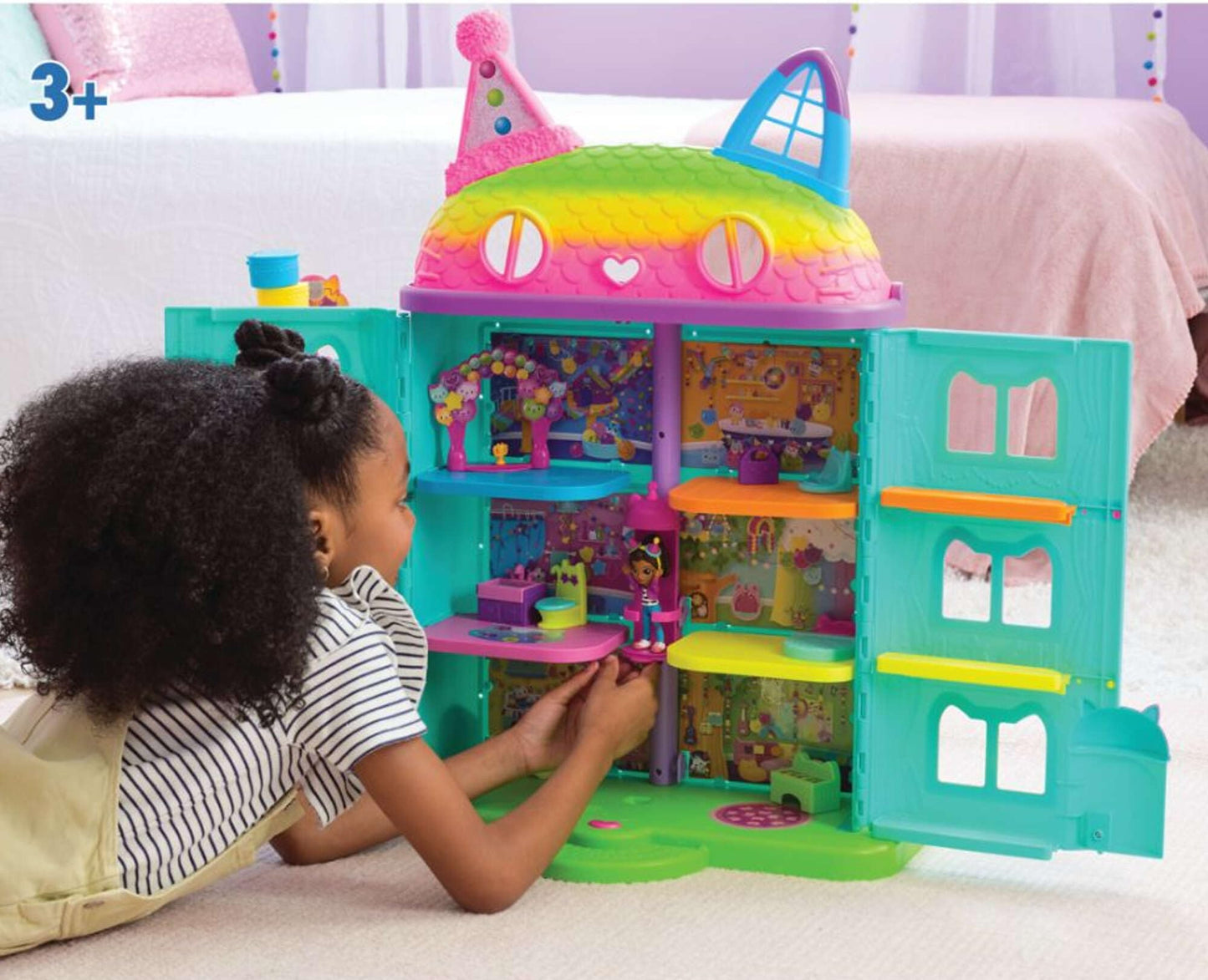 Gabby’s Celebration Dollhouse — 25-Inch Rainbow Playset with Gabby Girl Figure, 6 Rooms & 10 Sounds