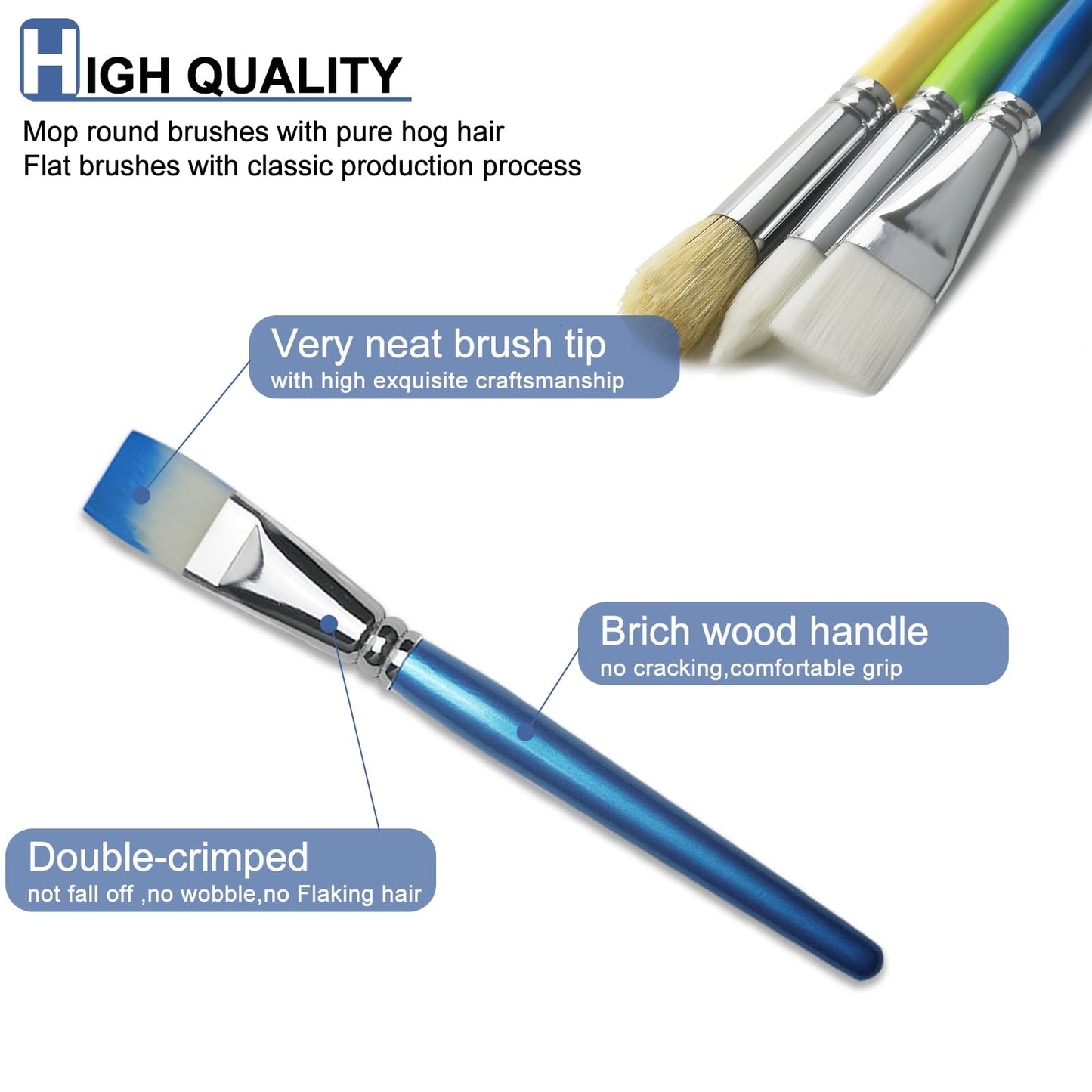 GACDR Bulk Paint Brushes for Kids – 36-Piece Set with Short Wooden Handles