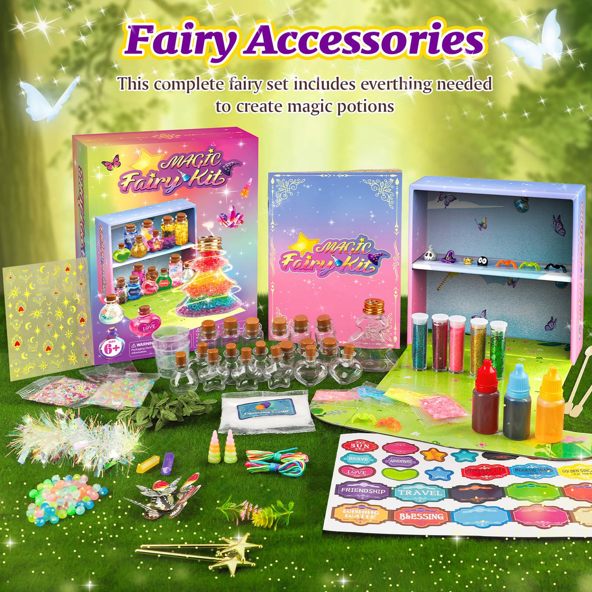 Gadetouq Potion Magic Kit for Kids – 22 Potion Bottles, Christmas Tree Bottle & Fairy Craft Set (Ages 6–12)