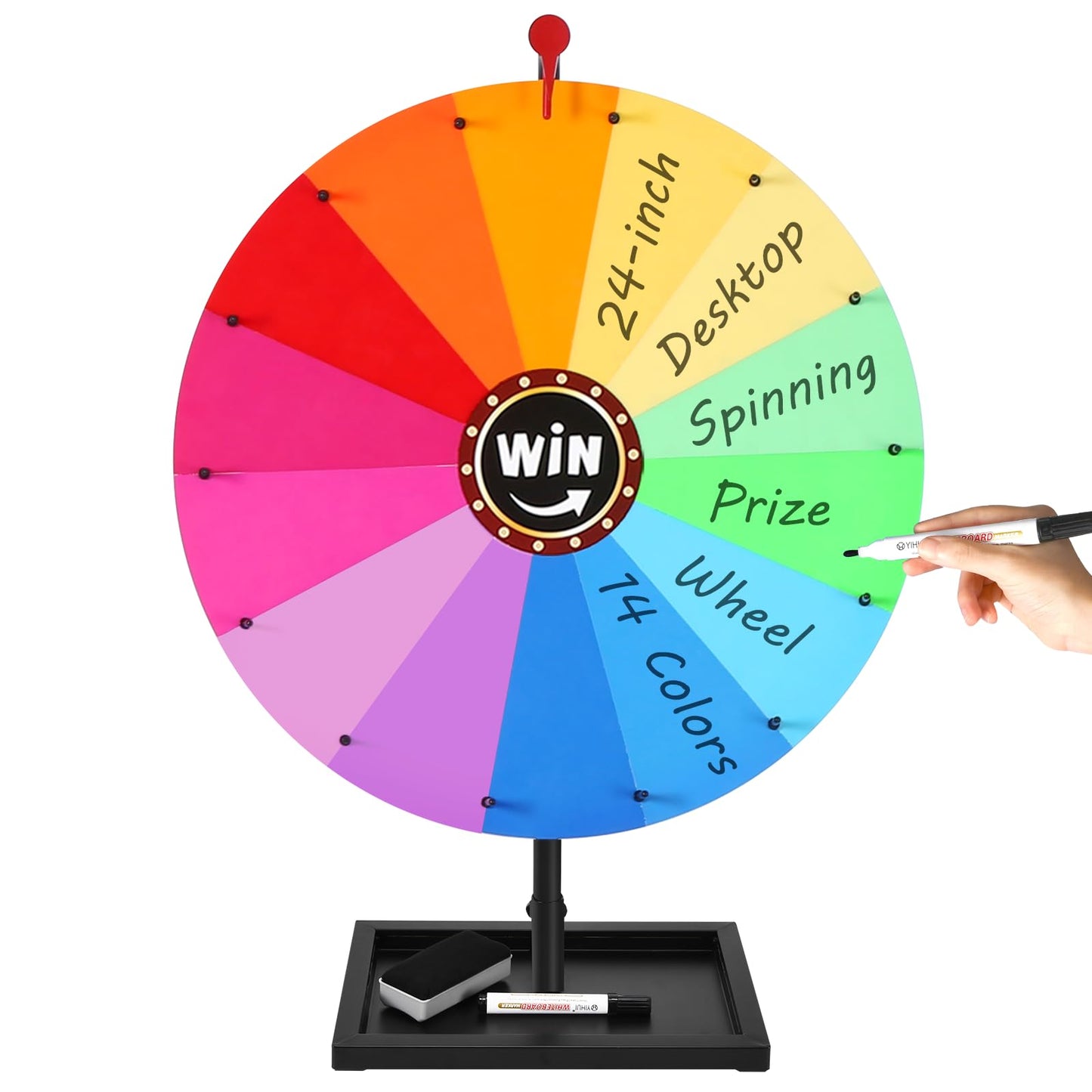 GADFISH 24-Inch Tabletop Spinning Prize Wheel – 14-Color Spin Doodle Game Spinner with Stand