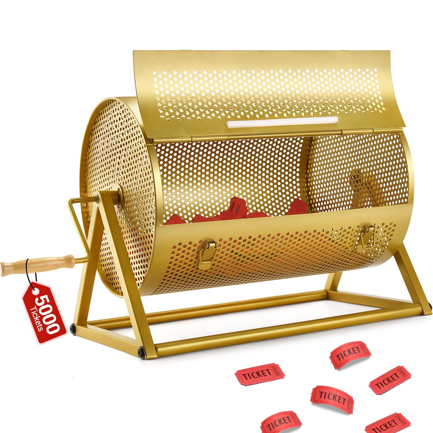 GADFISH Extra Large Raffle Drum - 5000 Ticket Capacity, Silent Bearings, Stand