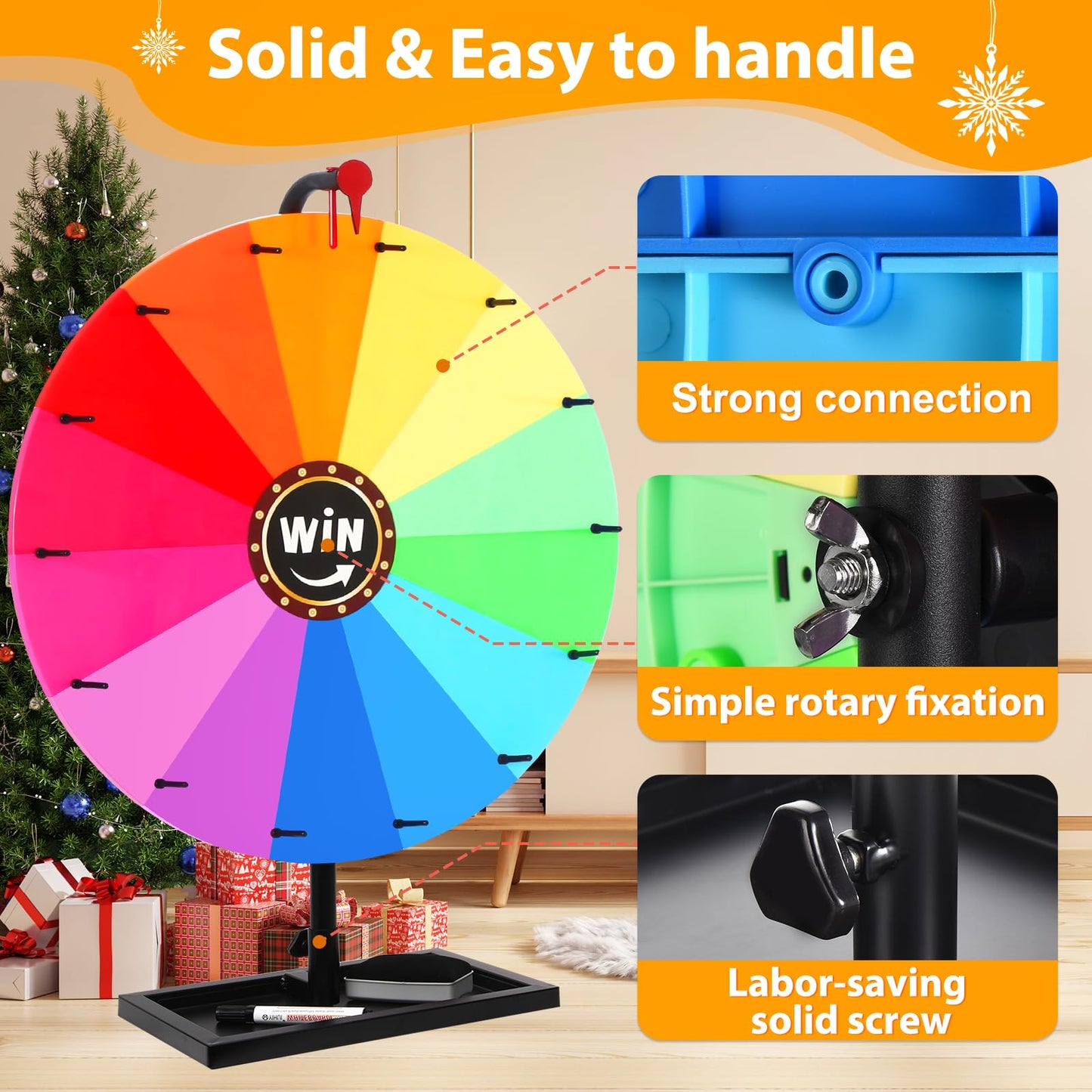 GADFISH 24-Inch Tabletop Spinning Prize Wheel – 14-Color Spin Doodle Game Spinner with Stand