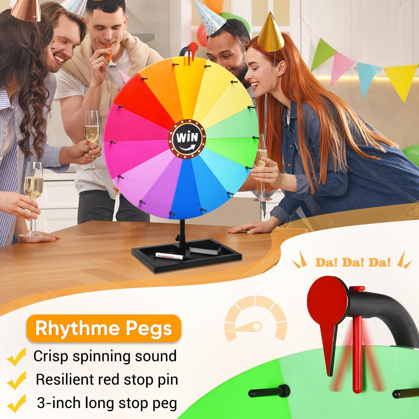GADFISH 24-Inch Tabletop Spinning Prize Wheel – 14-Color Spin Doodle Game Spinner with Stand
