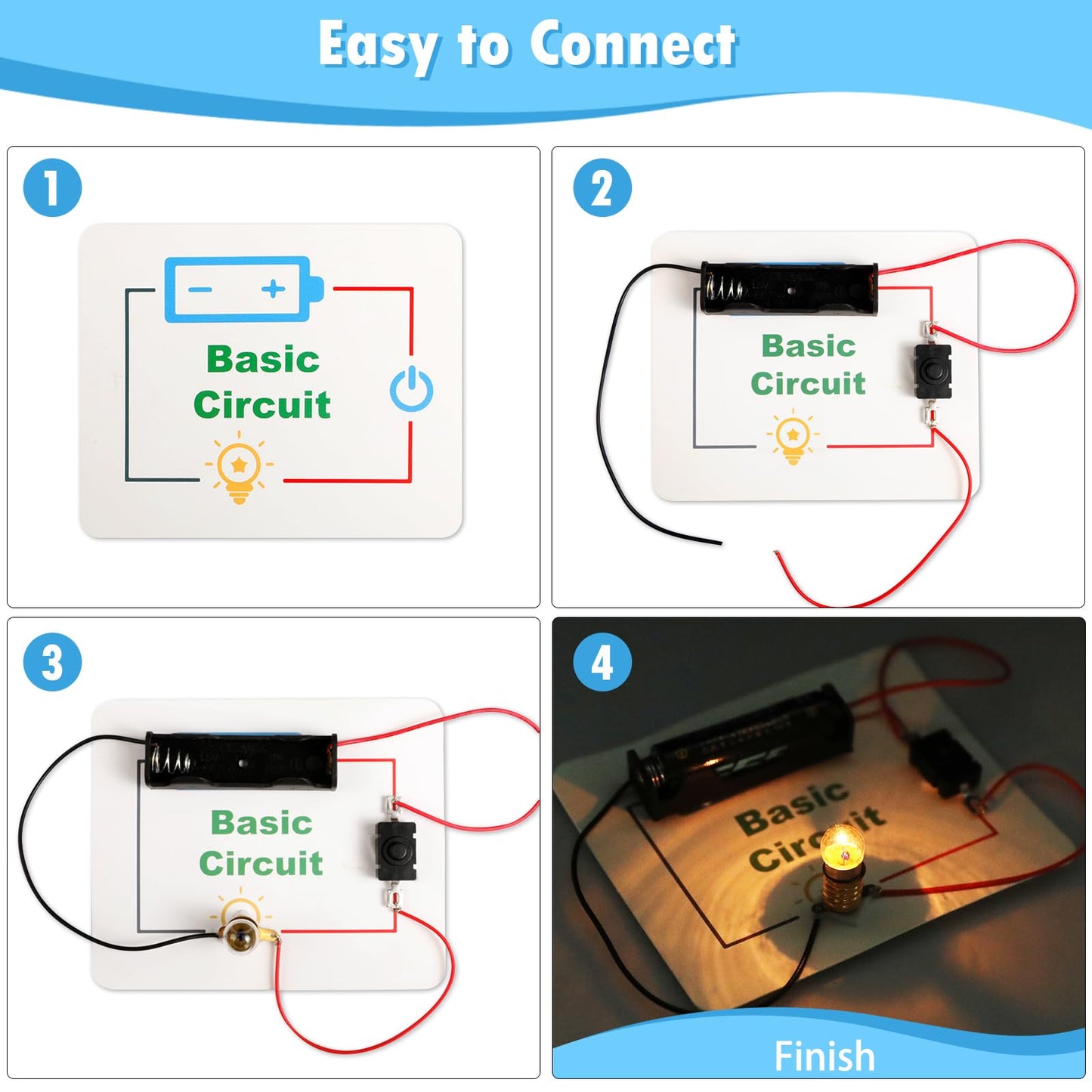 GadgetGlee 12-Pack Electric Circuit Kit for Kids 8-12 | Classroom STEM Projects