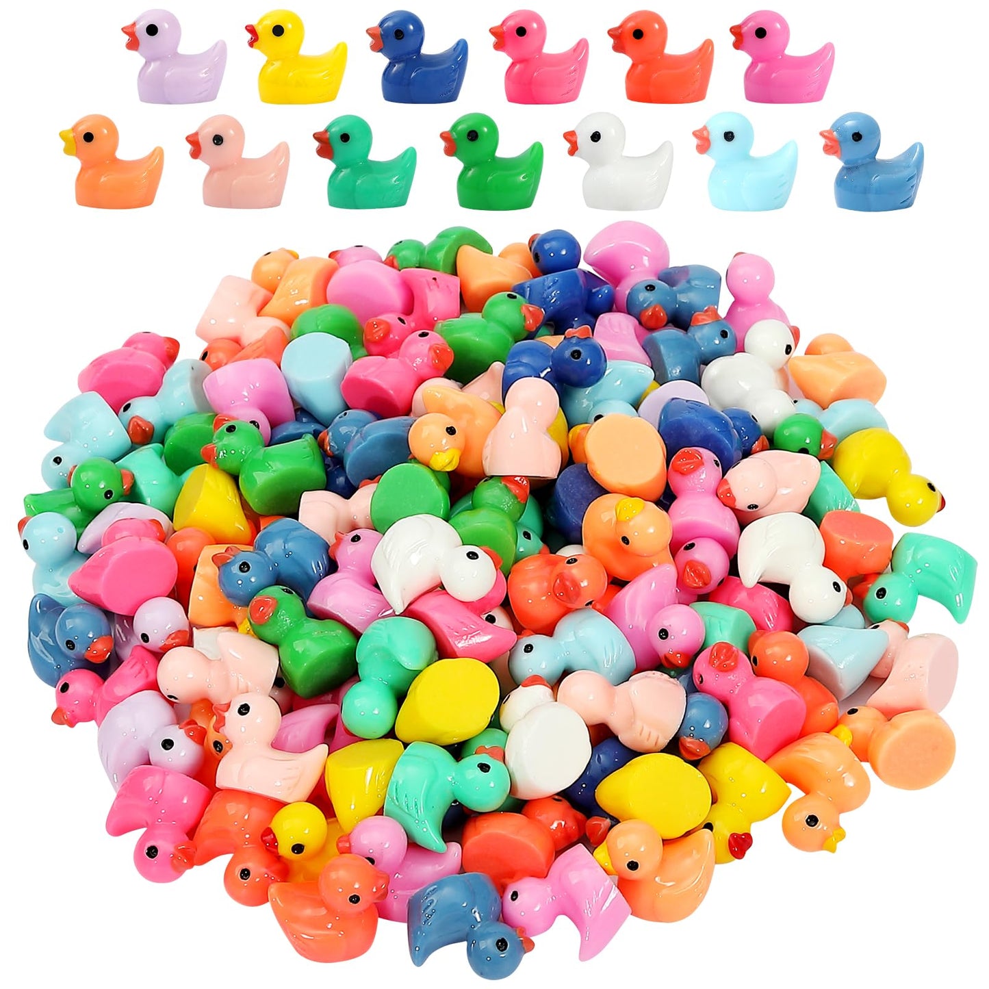 GADIEDIE 130Pcs Multicolor Mini Resin Ducks – Dollhouse, Garden & Aquarium Decor