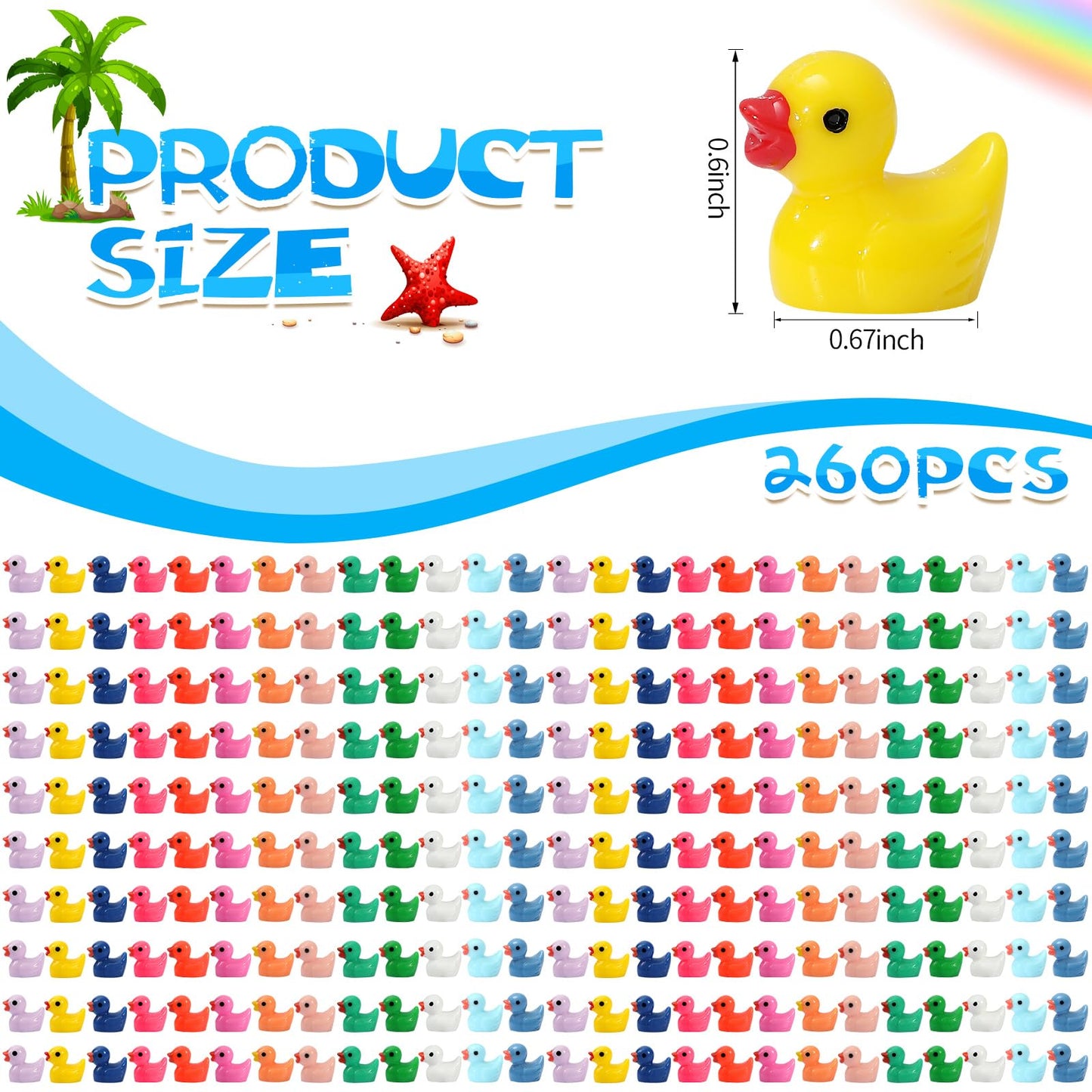 GADIEDIE 260Pcs Mini Resin Ducks – Tiny Figures for Dollhouses, Gardens & Aquariums