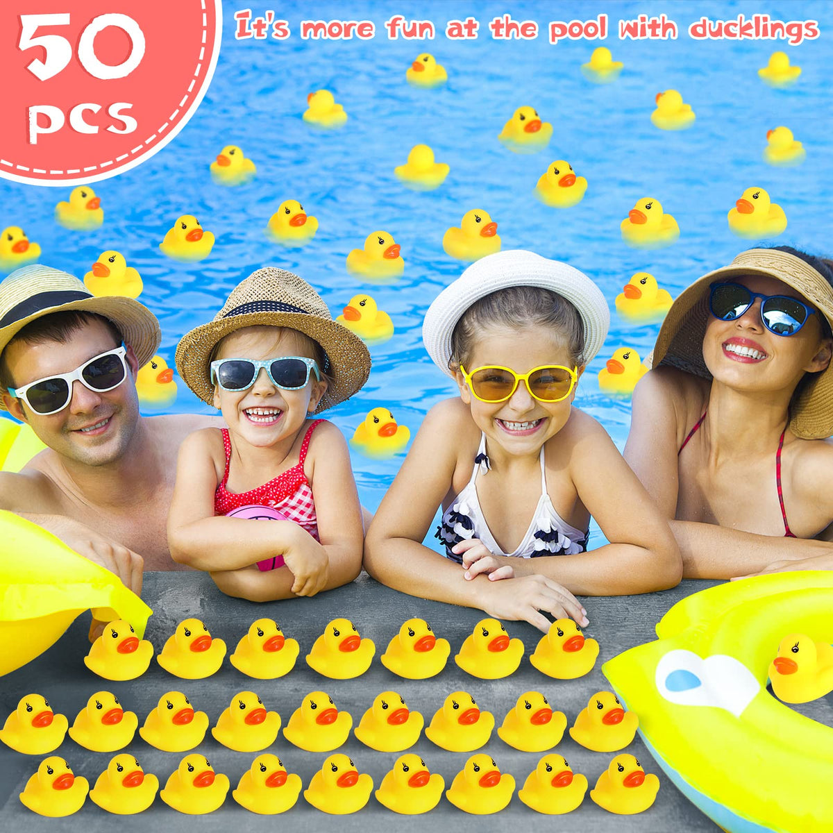 GADIEDIE Rubber Duck 50-Pack: Mini Bath Toys for Baby, Parties, and More