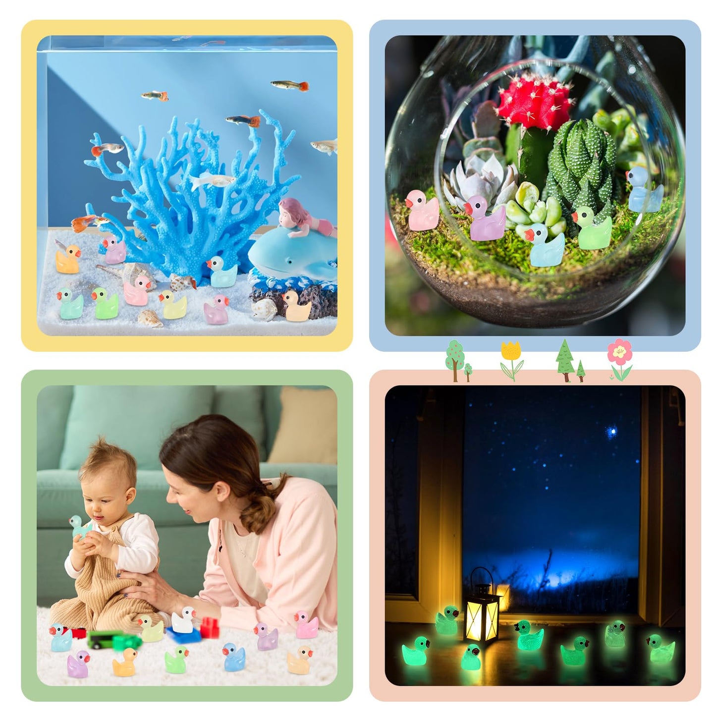 GADIEDIE 260pcs Luminous Mini Resin Ducks — Glow in the Dark Dollhouse & DIY Miniatures