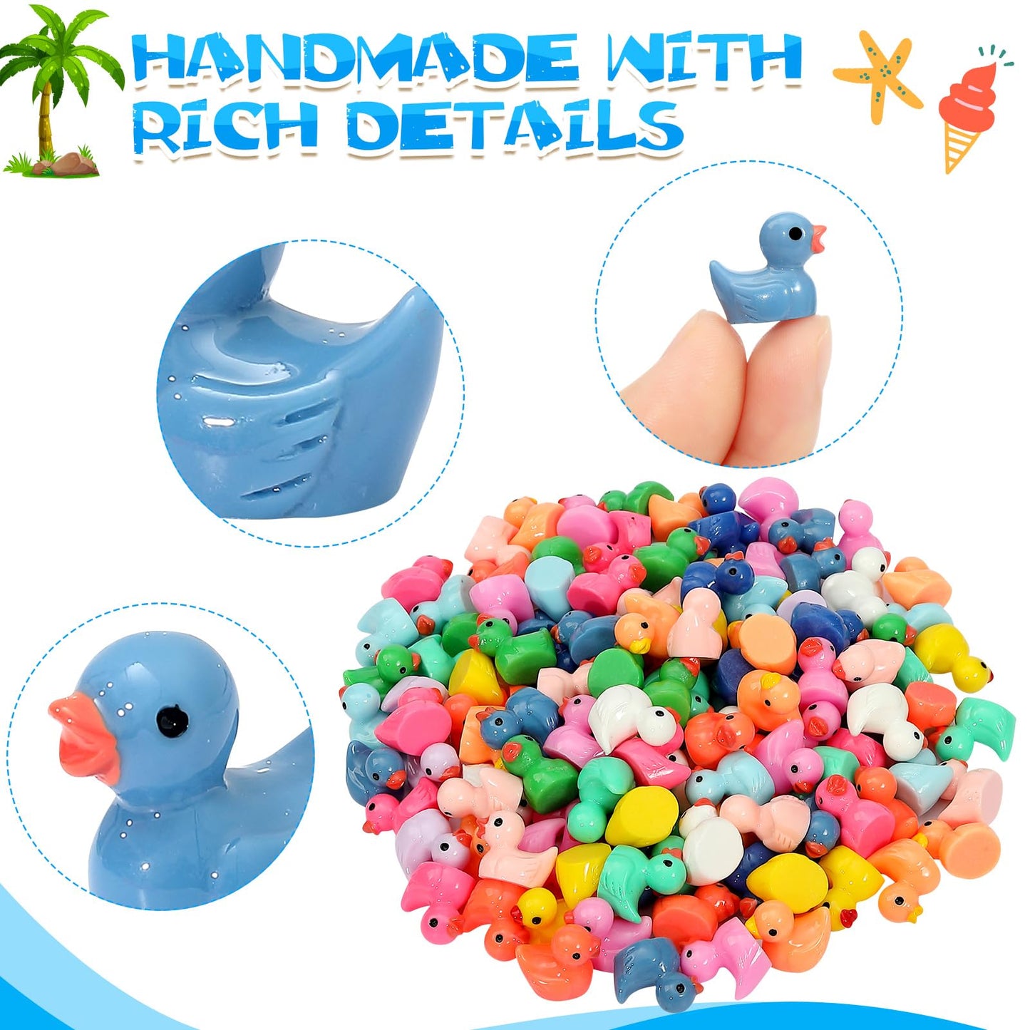 GADIEDIE 260Pcs Mini Resin Ducks – Tiny Figures for Dollhouses, Gardens & Aquariums
