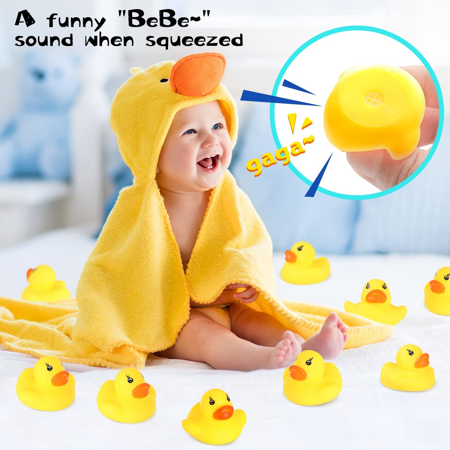 GADIEDIE Rubber Duck 50-Pack: Mini Bath Toys for Baby, Parties, and More