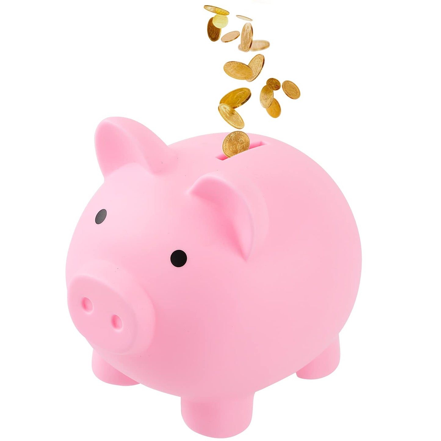 GADIEDIE Large Pink Piggy Bank – Durable Plastic Coin Box for Kids (4.8 x 5.4 x 6 in)