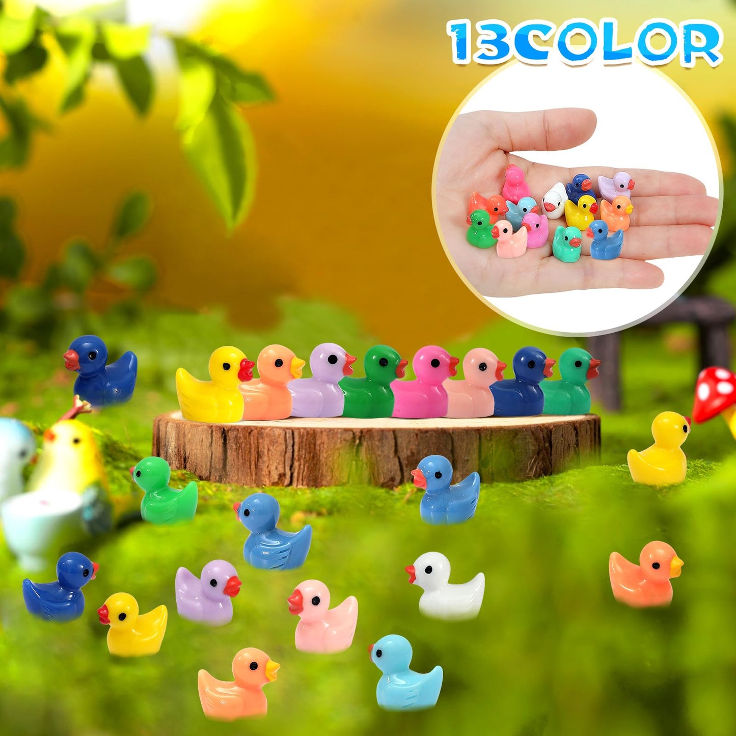 GADIEDIE 260Pcs Mini Resin Ducks – Tiny Figures for Dollhouses, Gardens & Aquariums