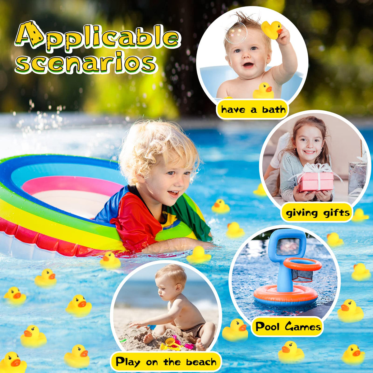 GADIEDIE Rubber Duck 50-Pack: Mini Bath Toys for Baby, Parties, and More