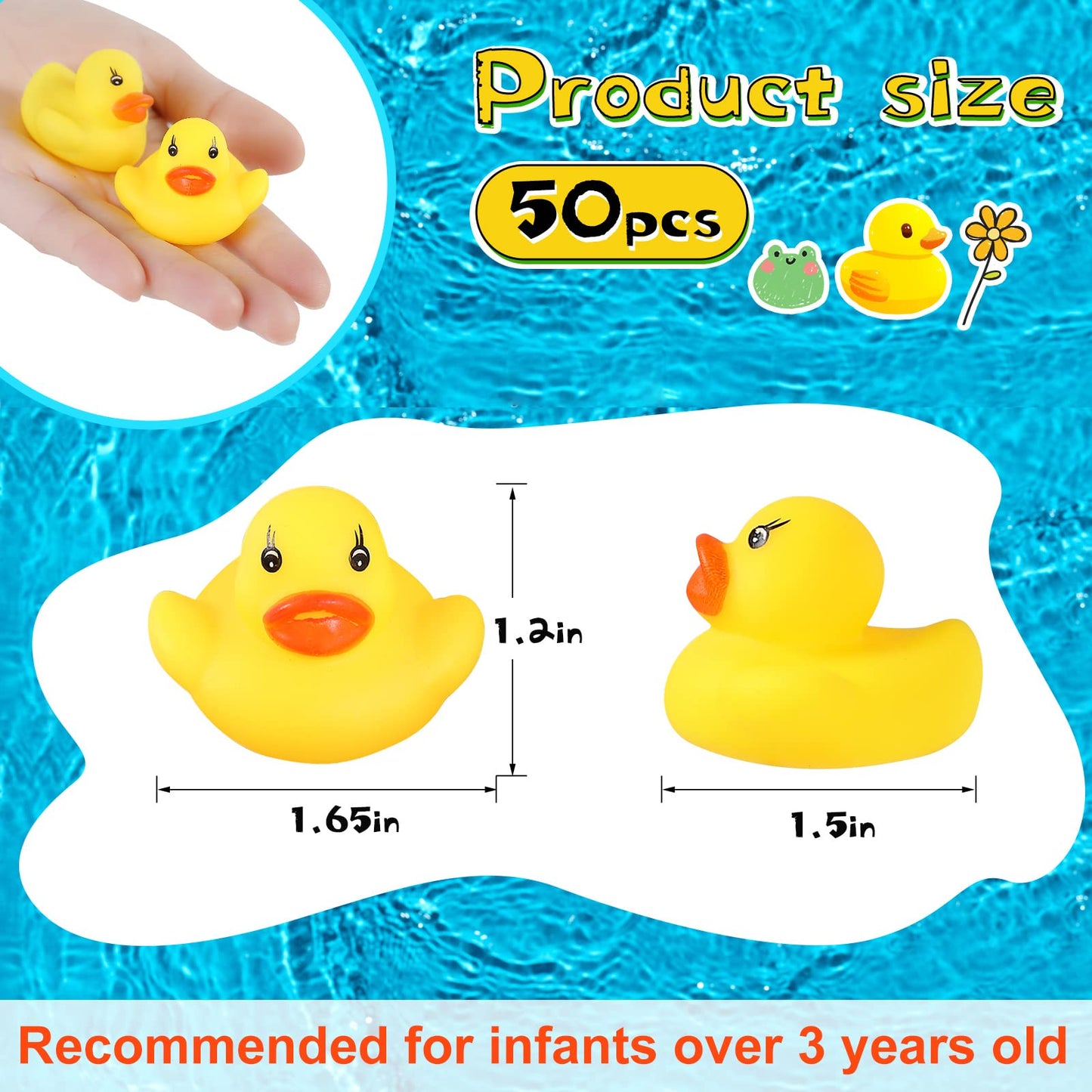 GADIEDIE Rubber Duck 50-Pack: Mini Bath Toys for Baby, Parties, and More