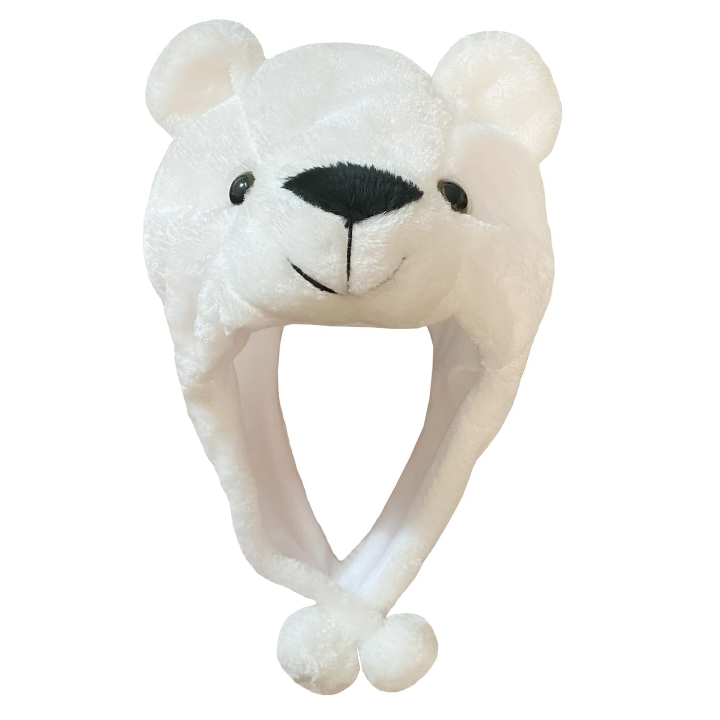GADMEXILY Plush Bear Hat – Cozy White Bear, One Size for Kids & Adults