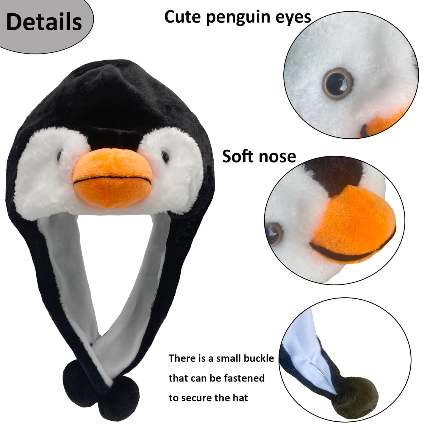 GADMEXILY Penguin Plush Hat – Cozy One-Size Animal Cap for Halloween & Christmas