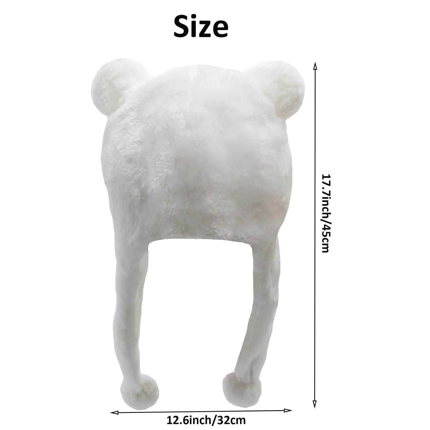 GADMEXILY Plush Bear Hat – Cozy White Bear, One Size for Kids & Adults