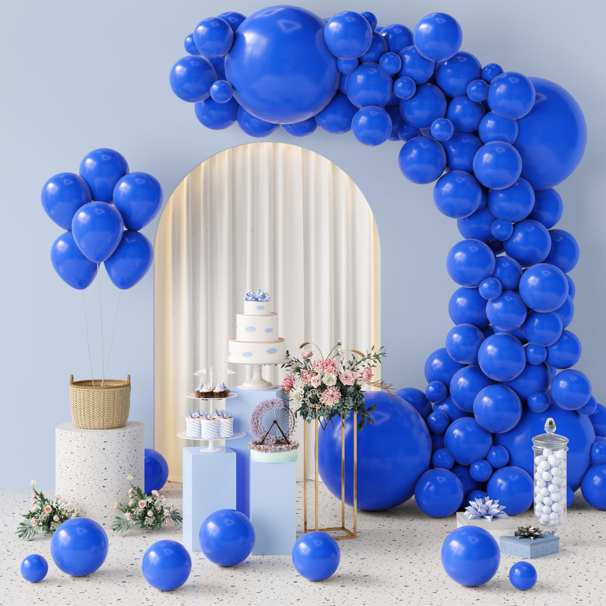 GaesQae 154pcs Royal Blue Balloon Garland Arch Kit — 5/10/12/18in for Parties & Events