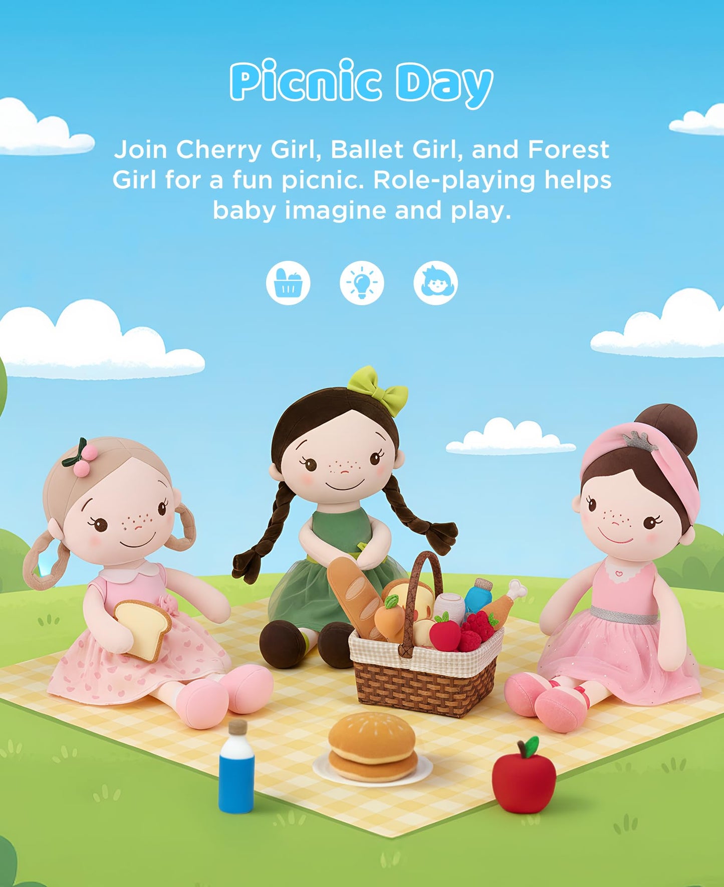 GAGAKU Soft Baby Doll 16-Inch Forest Girl - My First Doll for 1+ Year Girls