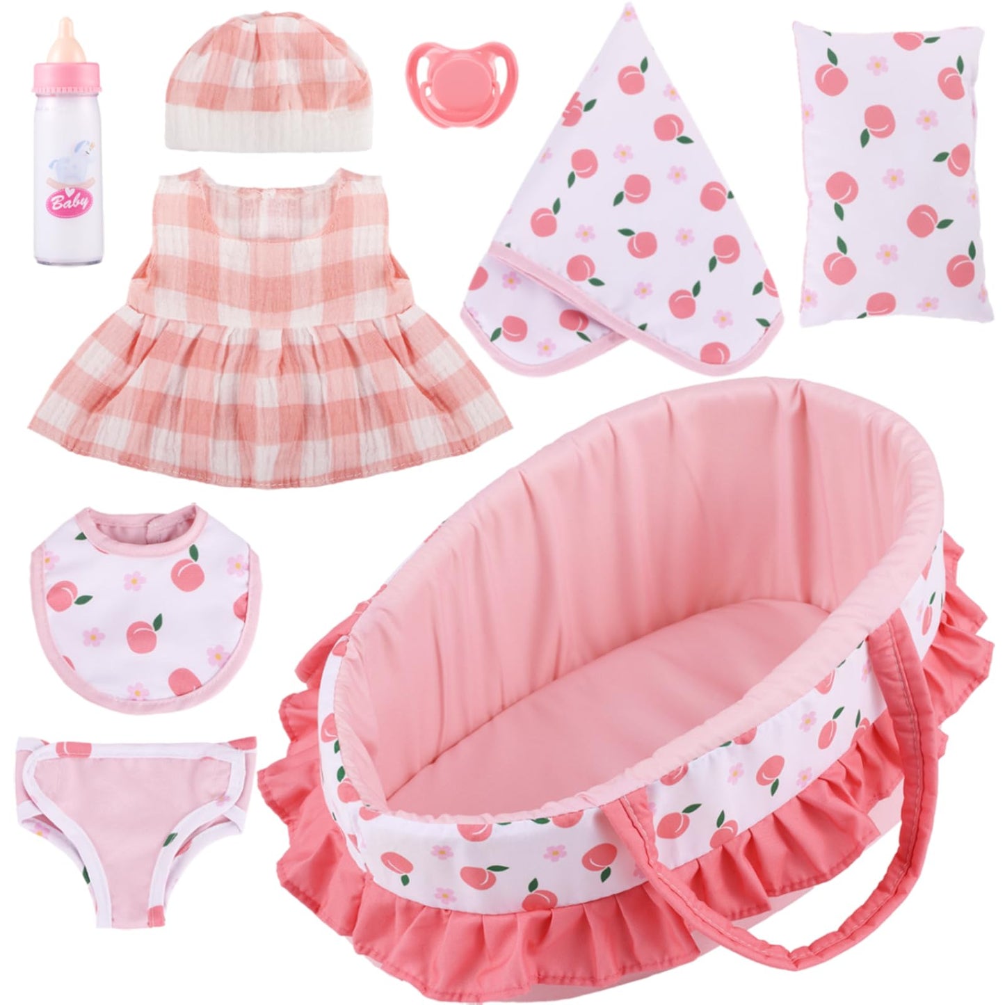 GAGAKU Baby Doll Bassinet Carrier – 12-Inch Doll Accessories Set