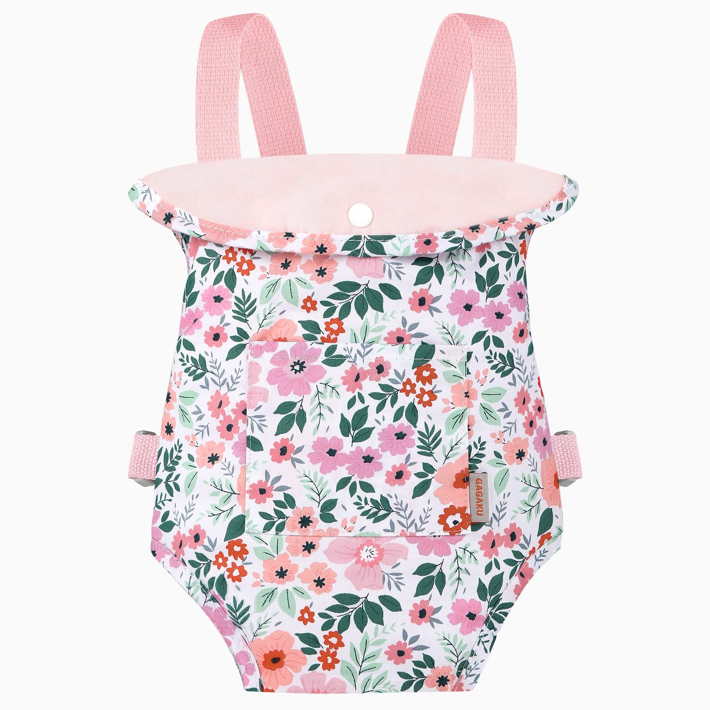 GAGAKU Baby Doll Carrier Pink Leaf Pattern – 3-Way Wear