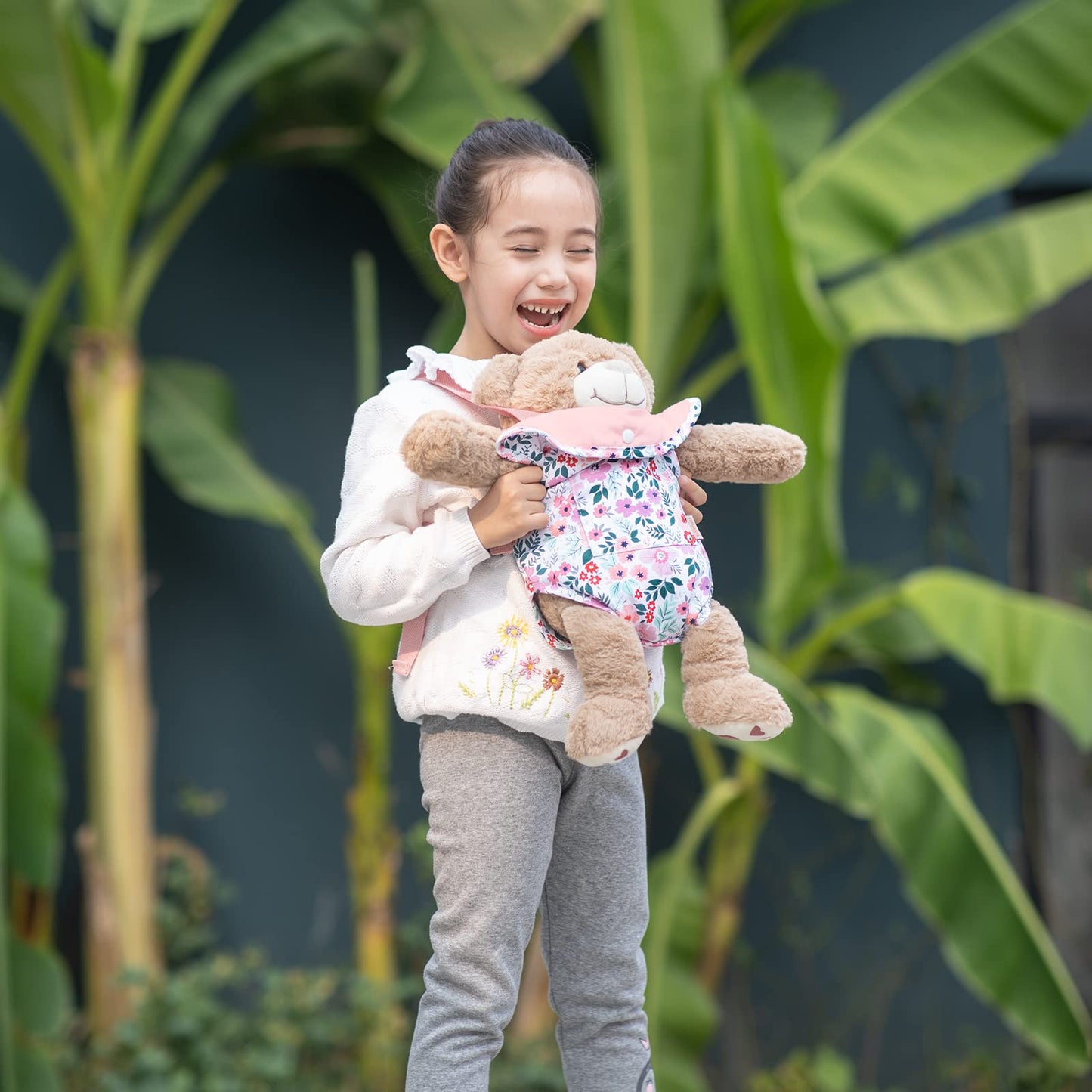 GAGAKU Baby Doll Carrier Pink Leaf Pattern – 3-Way Wear