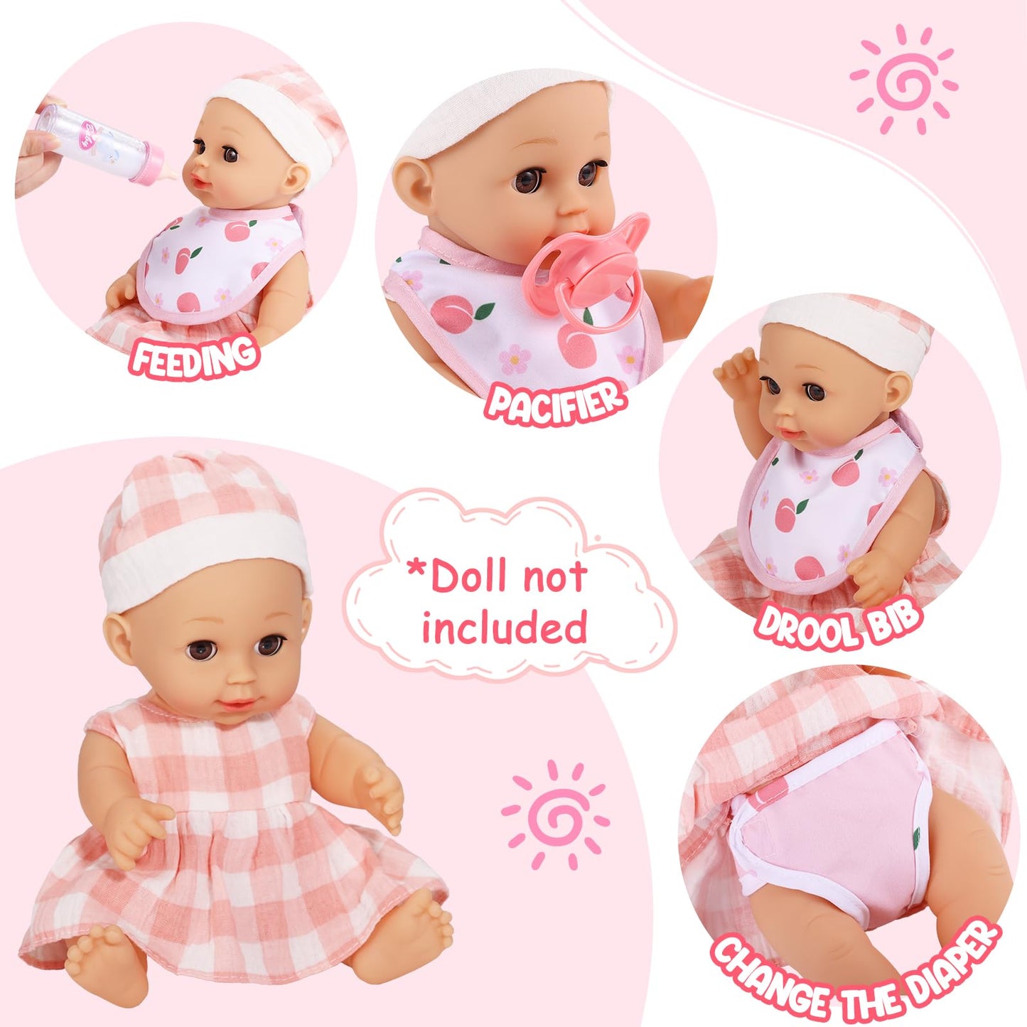 GAGAKU Baby Doll Bassinet Carrier – 12-Inch Doll Accessories Set
