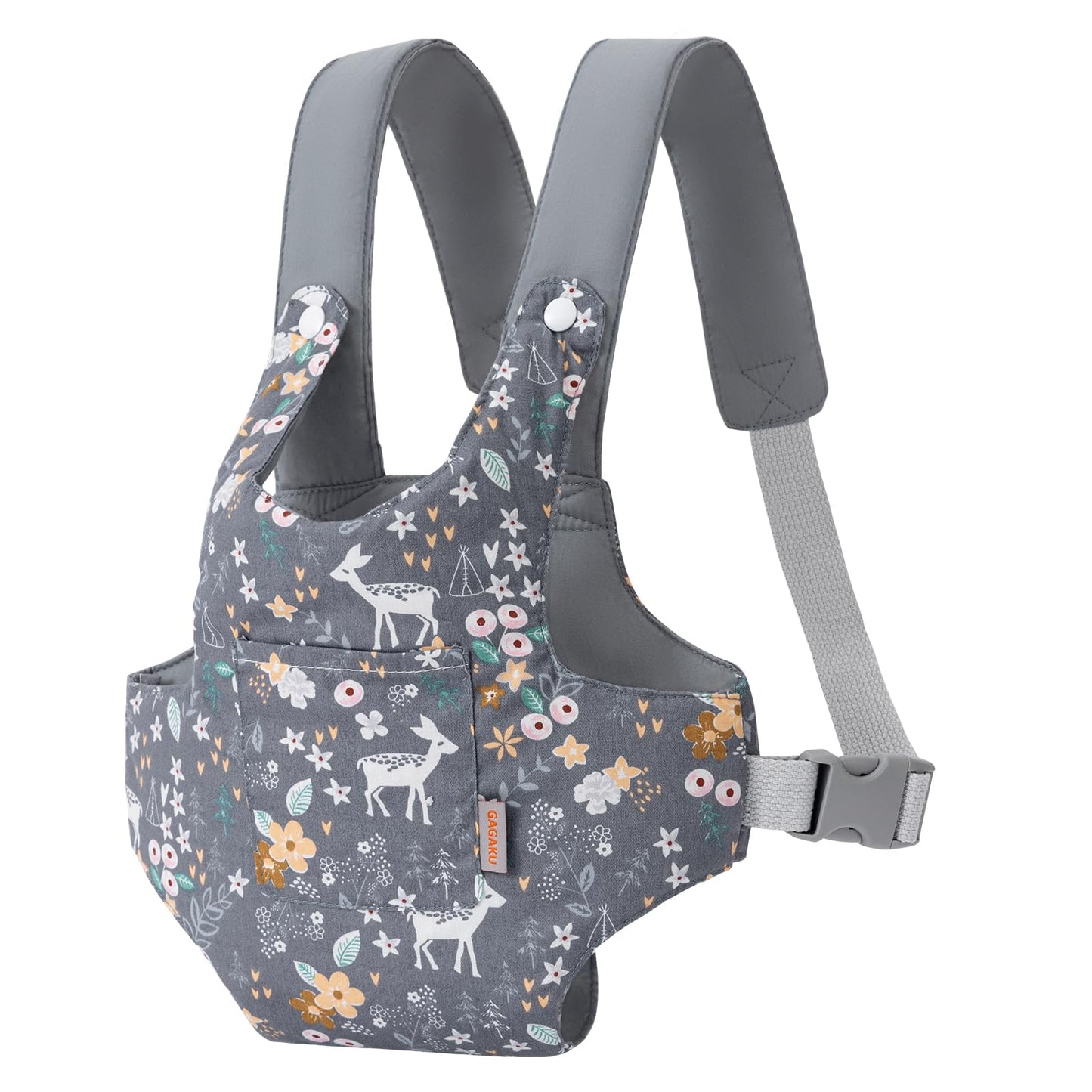 GAGAKU Toy Baby Carrier for Dolls – Gray Deer, Adjustable Straps