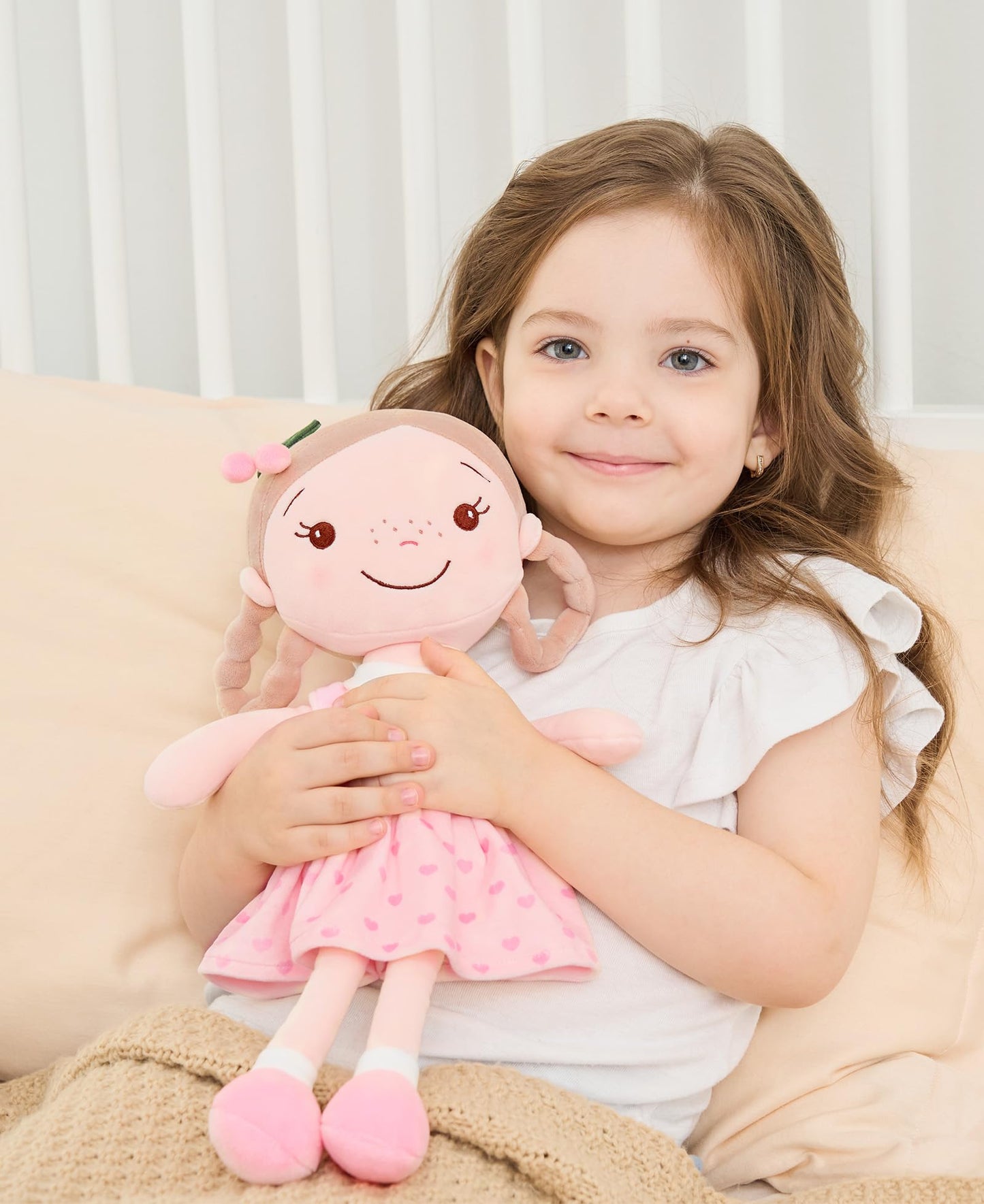 GAGAKU 16'' Soft Baby Doll Toys for Girls – My First Baby Rag Doll, Machine Washable, Cherry Girl