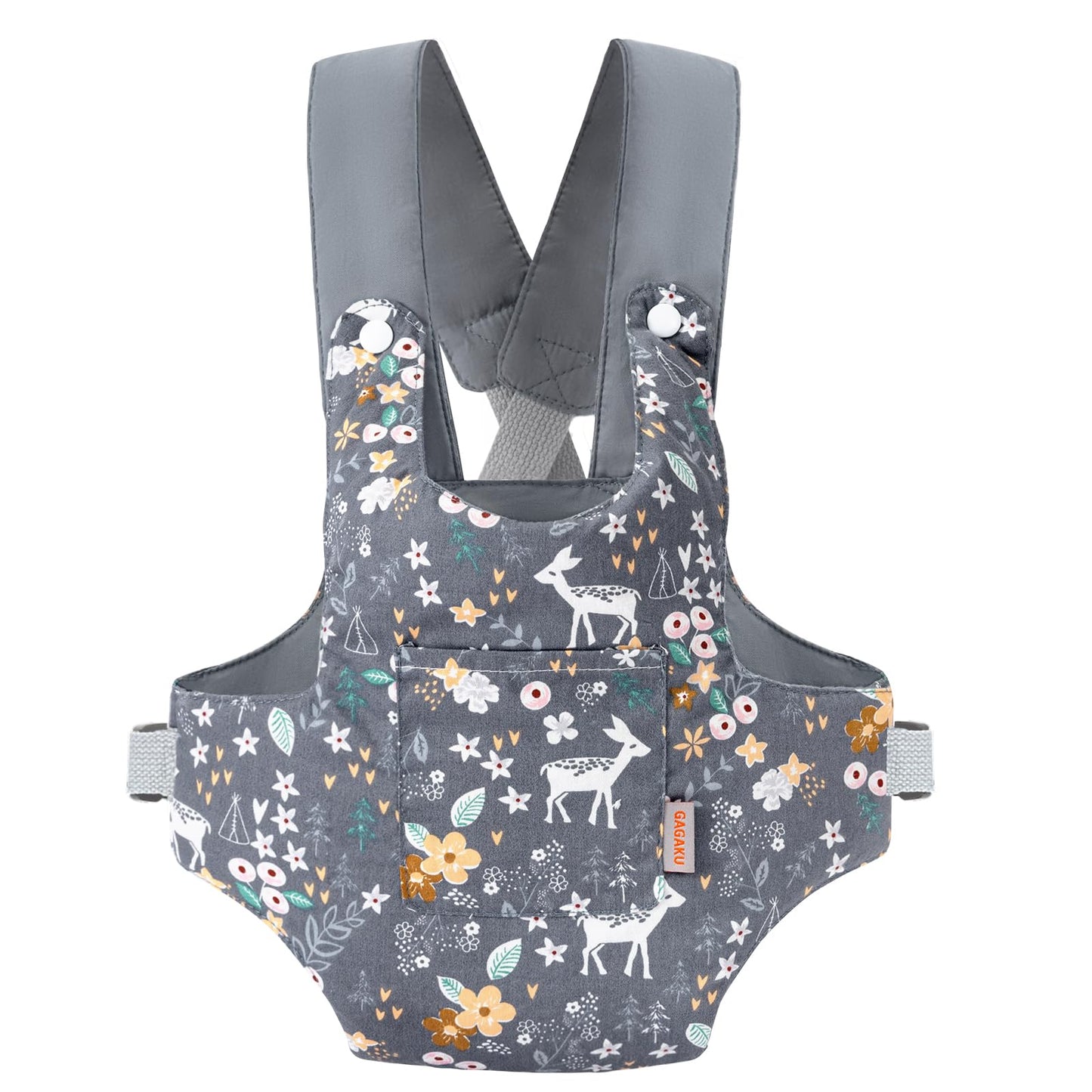 GAGAKU Toy Baby Carrier for Dolls – Gray Deer, Adjustable Straps