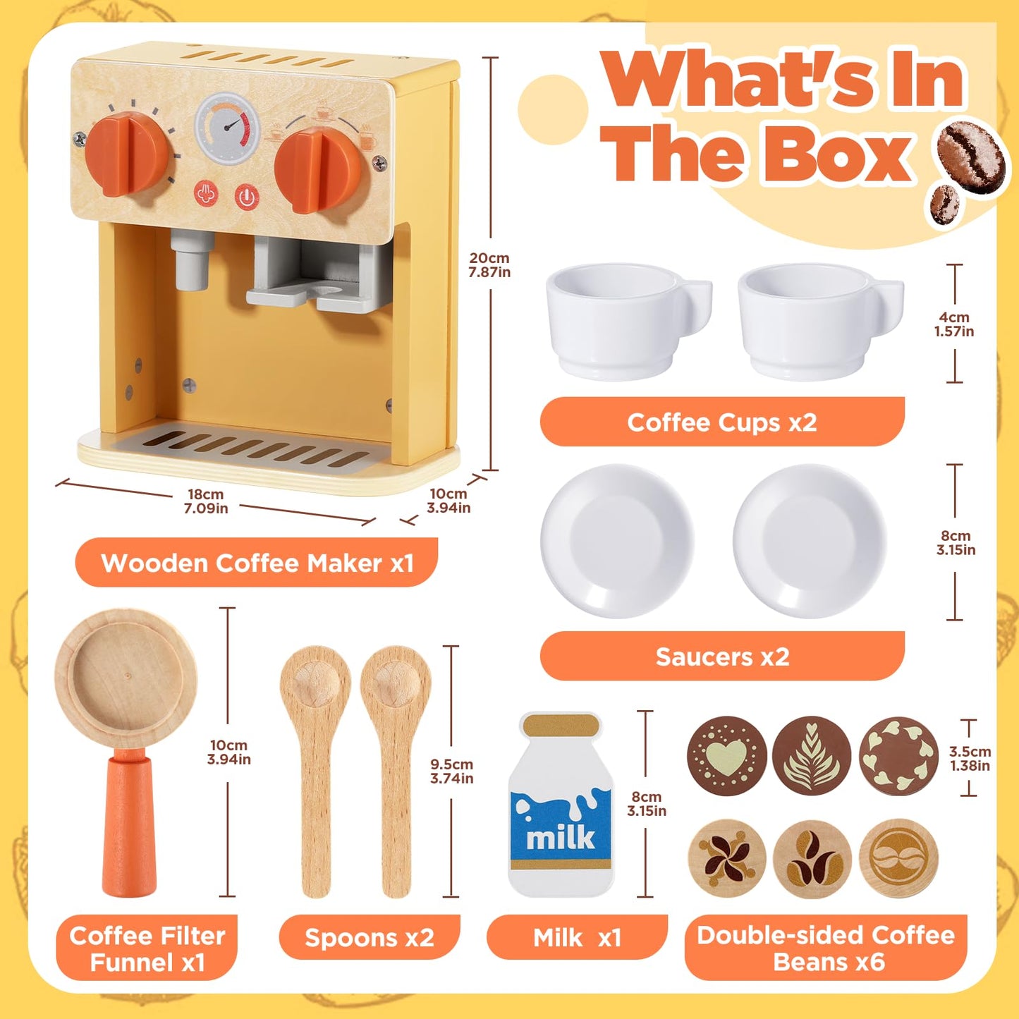 GAGAKU Wooden Coffee Machine Toy for Kids – Pretend Play Espresso Set