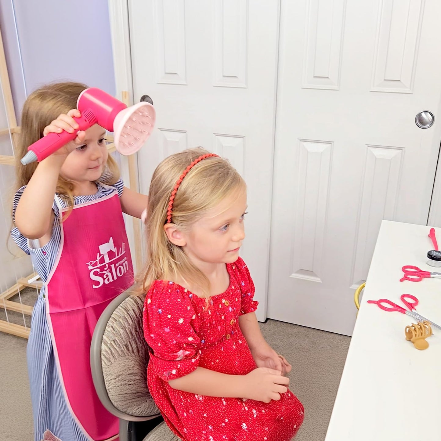 GAGAKU Pretend Hair Salon Kit for Girls – 22-Piece Dress-Up Set with Realistic Hair Dryer & Accessories