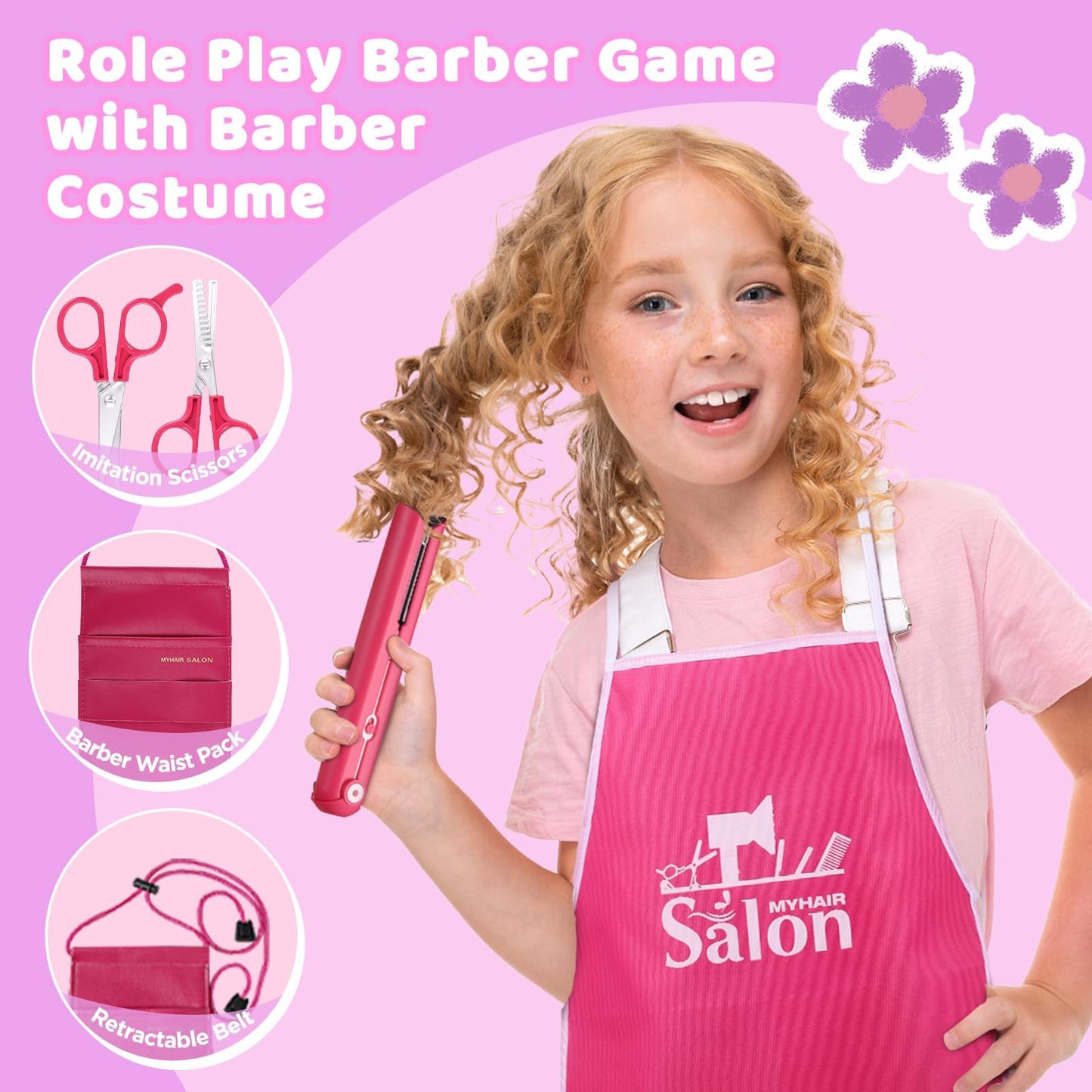GAGAKU Pretend Hair Salon Kit for Girls – 22-Piece Dress-Up Set with Realistic Hair Dryer & Accessories