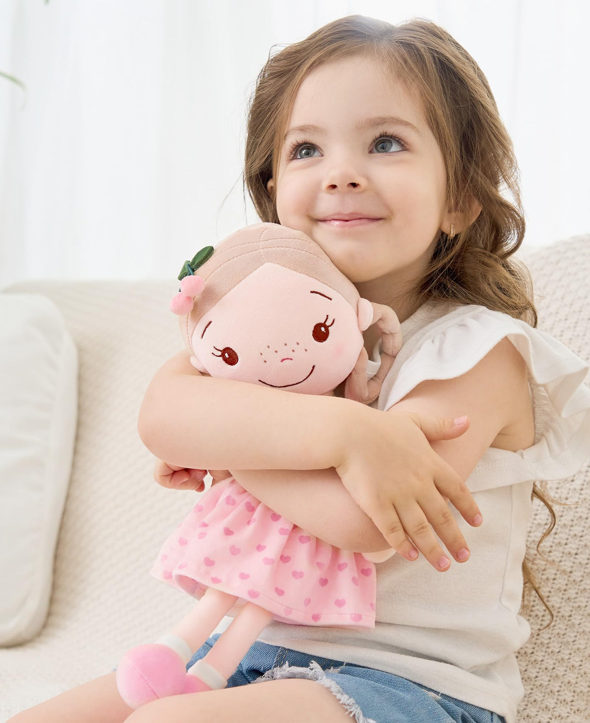 GAGAKU 16'' Soft Baby Doll Toys for Girls – My First Baby Rag Doll, Machine Washable, Cherry Girl