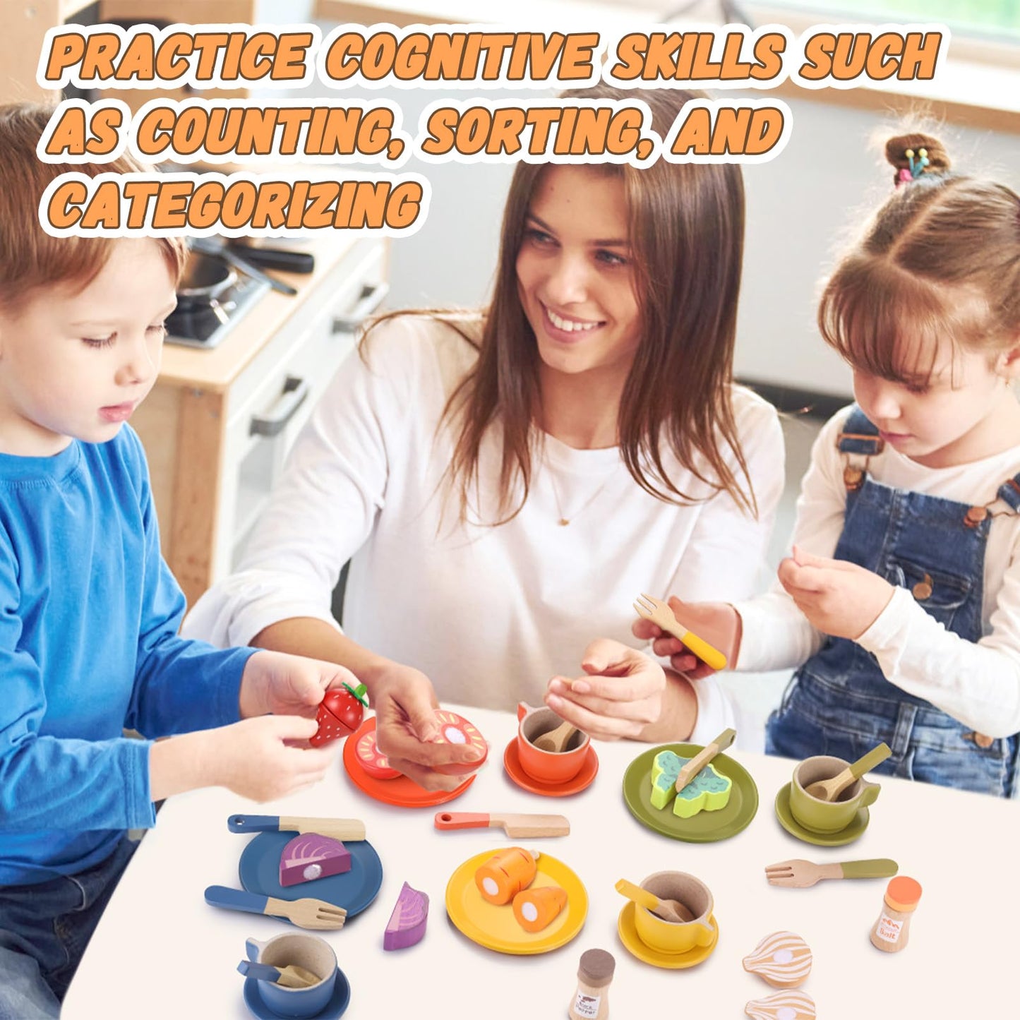 GAGAKU Wooden Play Food Sets for Kids – Montessori Kitchen Toys