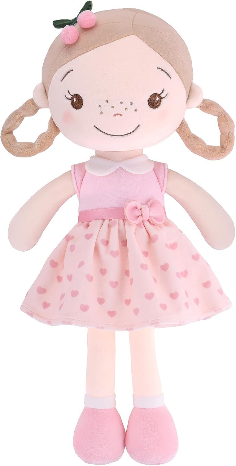 GAGAKU 16'' Soft Baby Doll Toys for Girls – My First Baby Rag Doll, Machine Washable, Cherry Girl