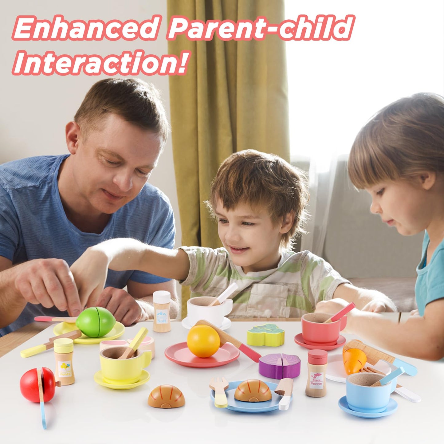 GAGAKU 27-Piece Wooden Play Kitchen Set – Dishes & Plates Montessori Toy for Kids 3-8