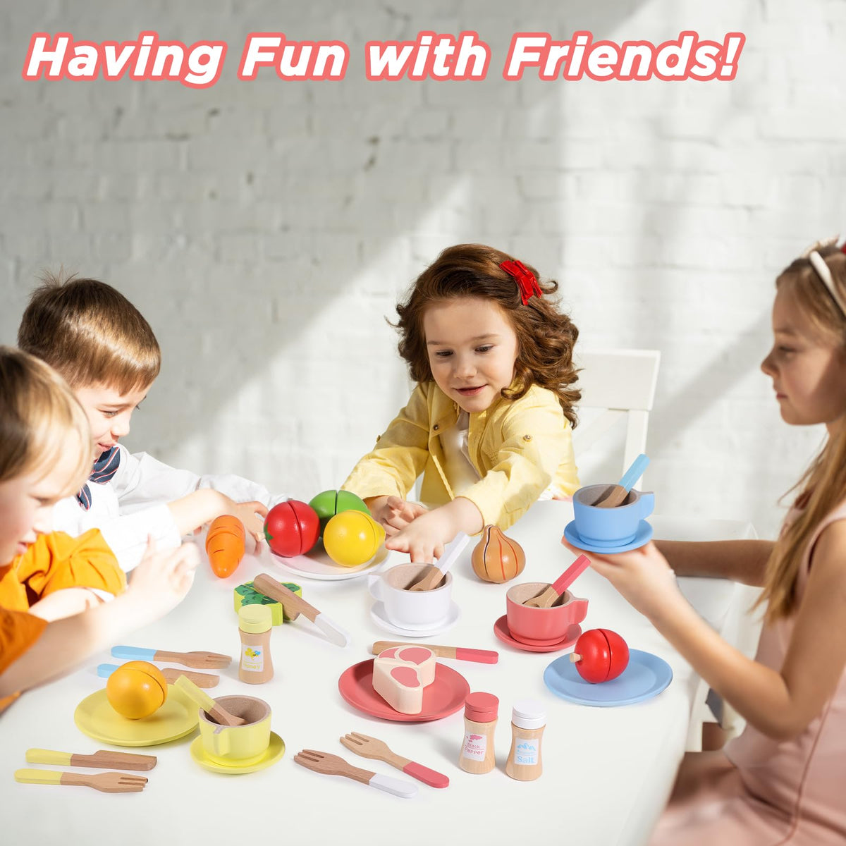 GAGAKU 27-Piece Wooden Play Kitchen Set – Dishes & Plates Montessori Toy for Kids 3-8