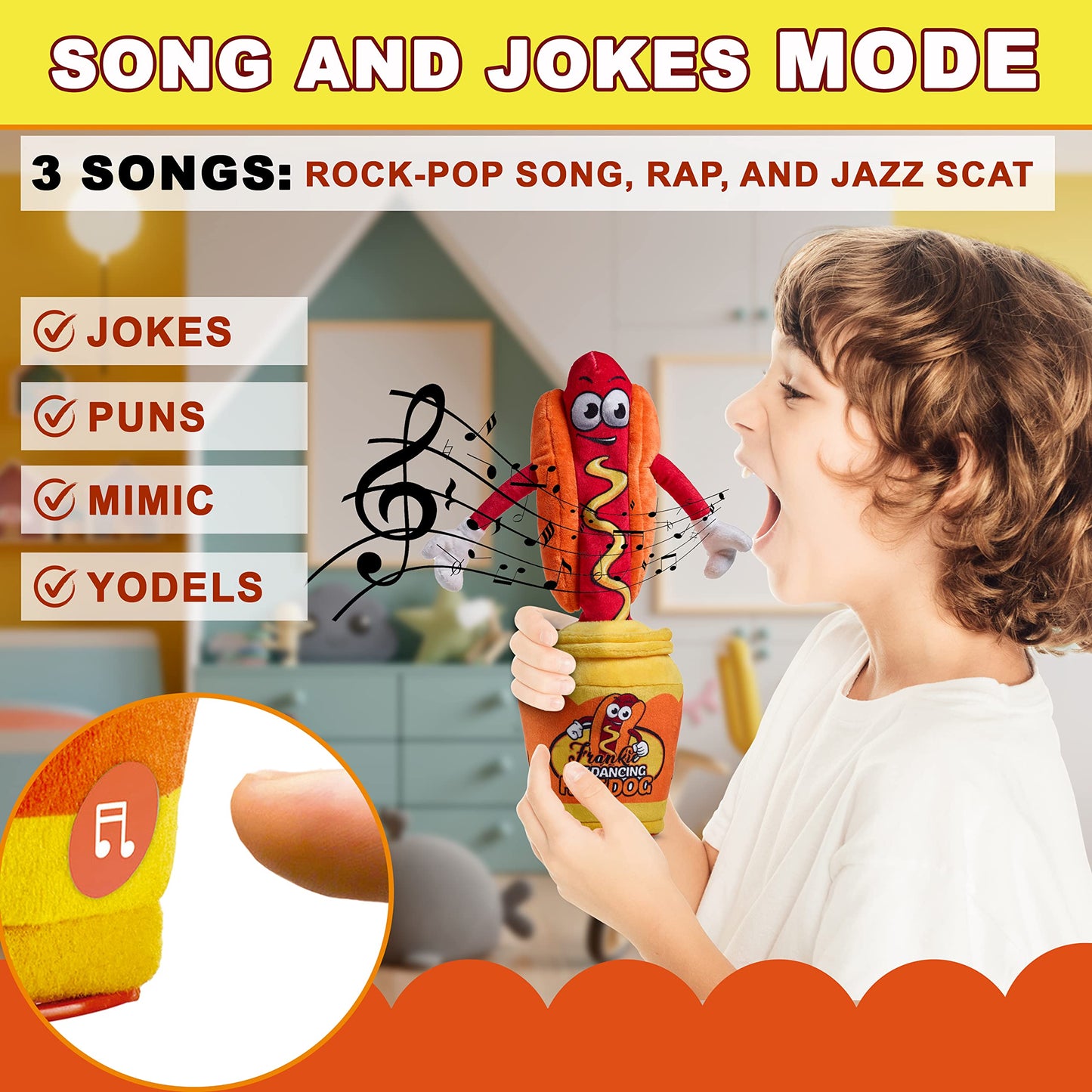 Gagster Dancing Hot Dog – Sings, Yodels, Tells Jokes | Funny Talking Decor Toy