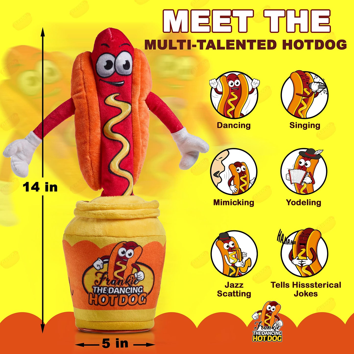 Gagster Dancing Hot Dog – Sings, Yodels, Tells Jokes | Funny Talking Decor Toy