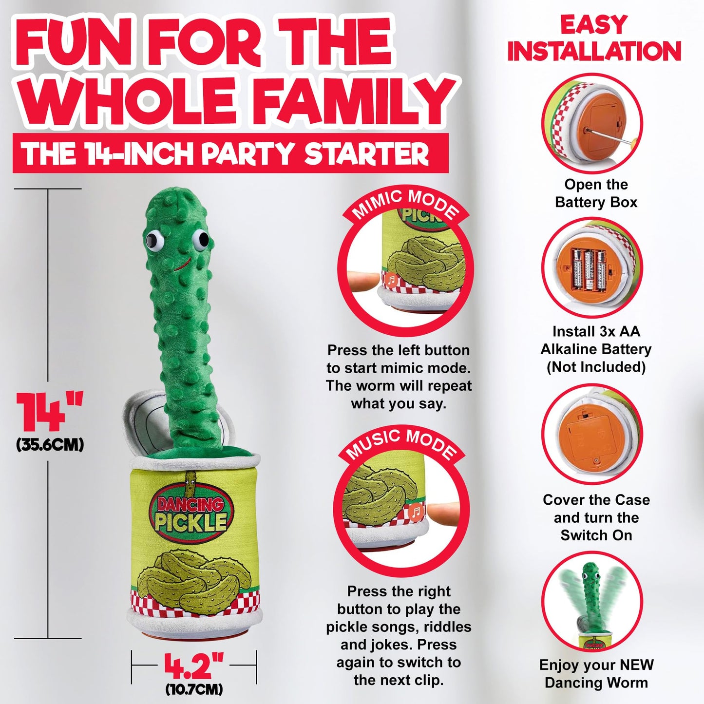 Gagster Dancing Pickle – Sings, Repeats What You Say & Tells Jokes | Hilarious Electronic Yodeling Pickle