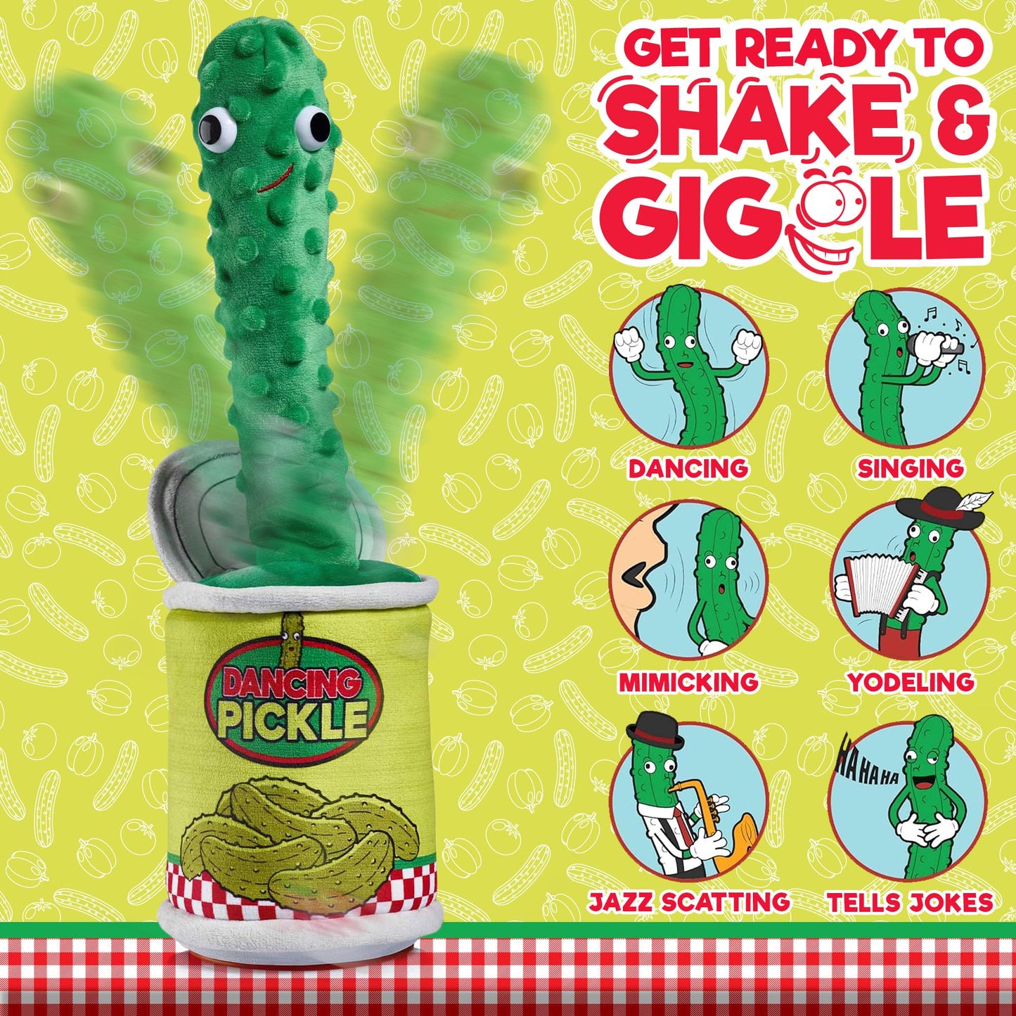 Gagster Dancing Pickle – Sings, Repeats What You Say & Tells Jokes | Hilarious Electronic Yodeling Pickle