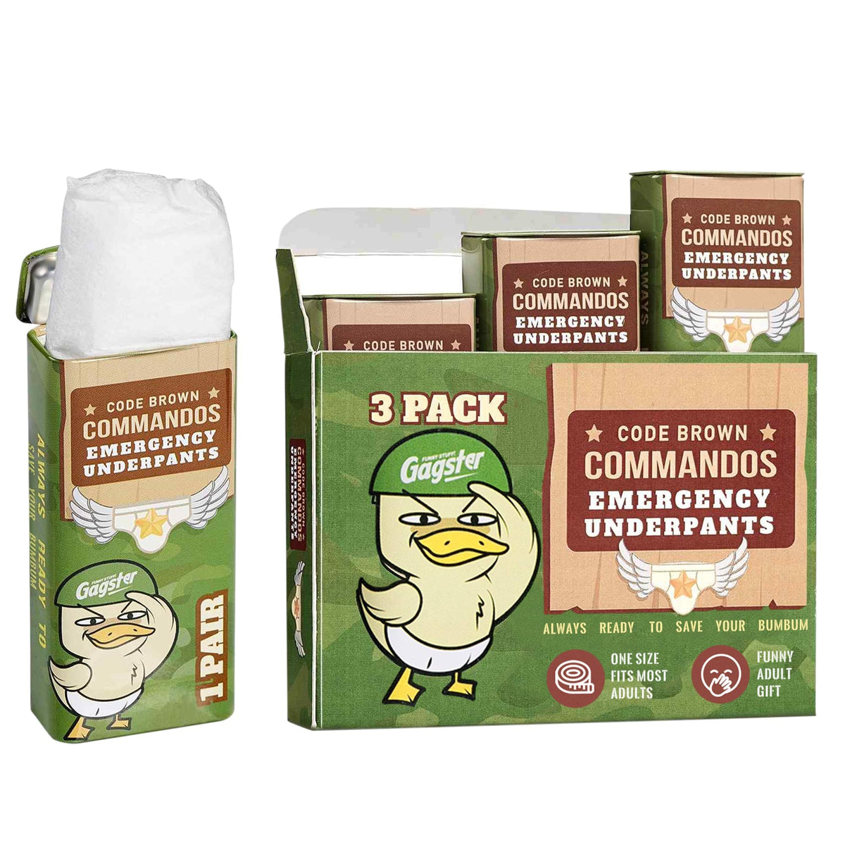 Gagster Emergency Underpants in a Can – 3 Pairs, Instant Disposable Gag Gift