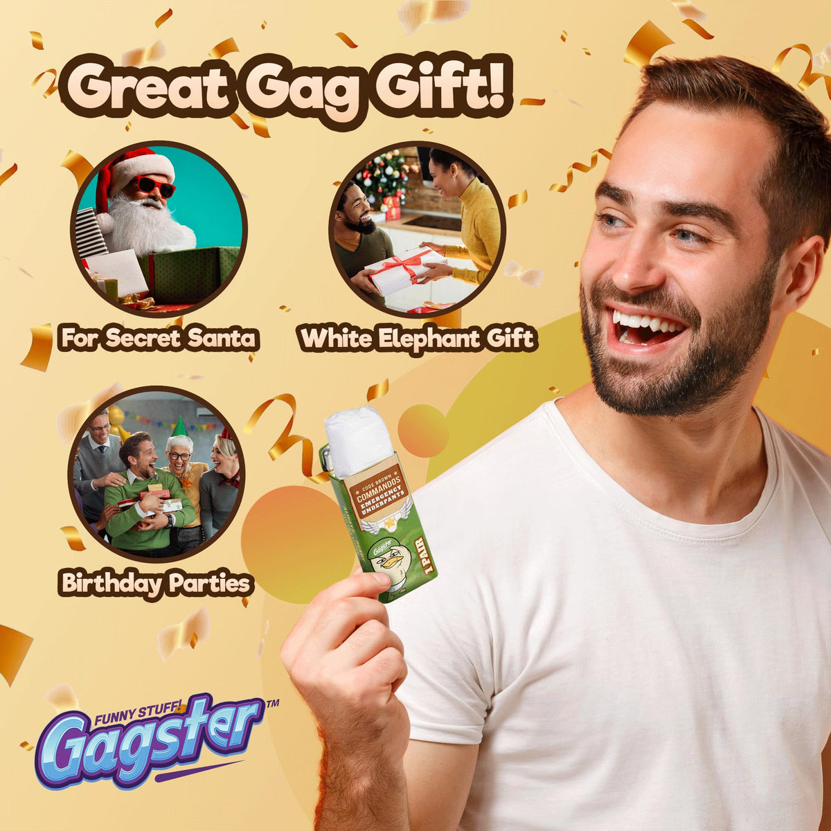 Gagster Emergency Underpants in a Can – 3 Pairs, Instant Disposable Gag Gift