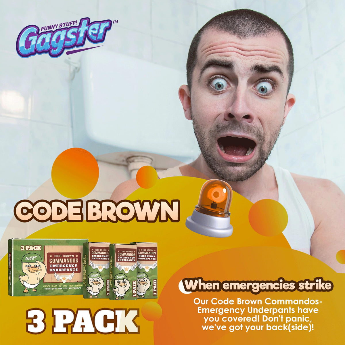 Gagster Emergency Underpants in a Can – 3 Pairs, Instant Disposable Gag Gift