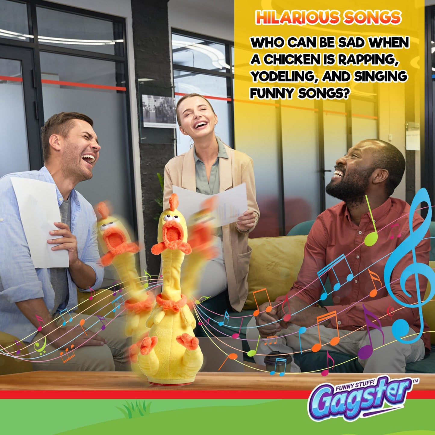 Gagster Rubber Chicken Dancing Toy – Repeats Your Words & Tells Jokes
