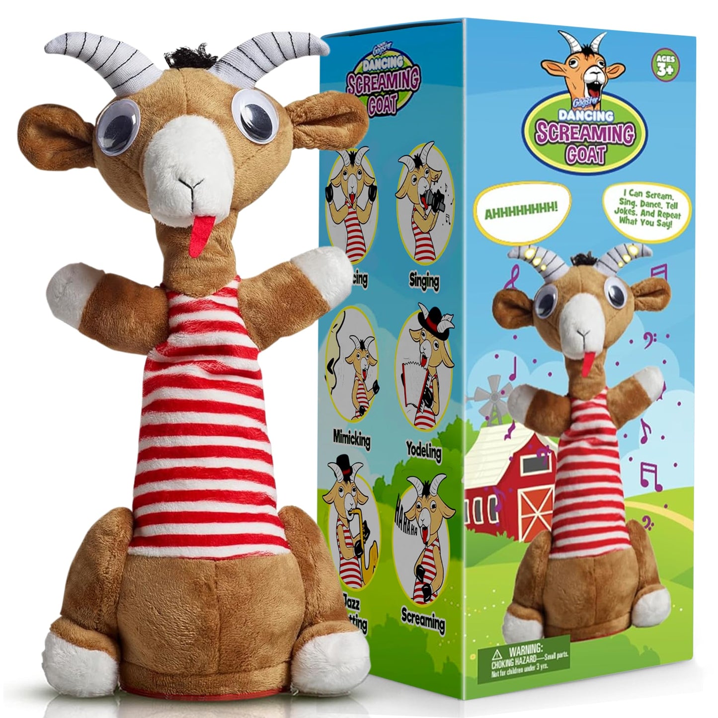 Gagster Screaming Goat Dancing Toy – Repeats Your Words, Sings & Talks | Funny Desk Gag Gift