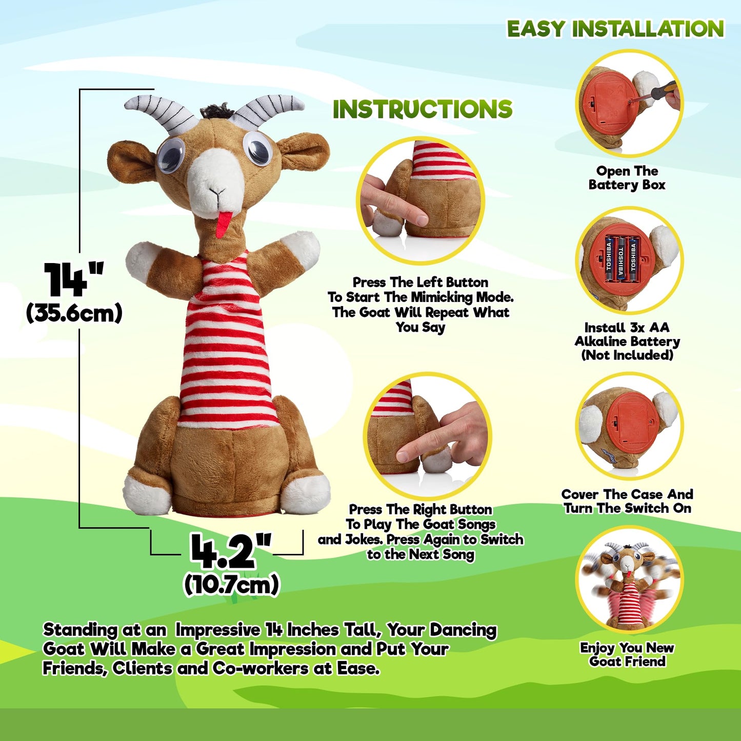 Gagster Screaming Goat Dancing Toy – Repeats Your Words, Sings & Talks | Funny Desk Gag Gift